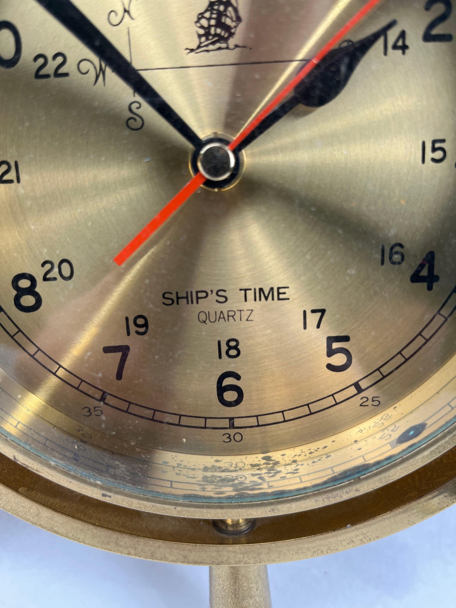 Brass Ship's Wheel Nautical Wall Clock - 2