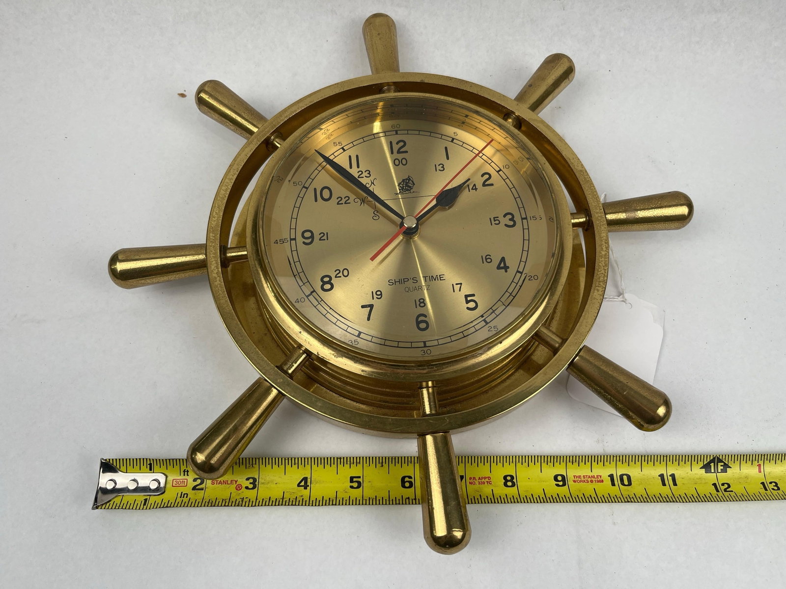 Brass Ship's Wheel Nautical Wall Clock - 4