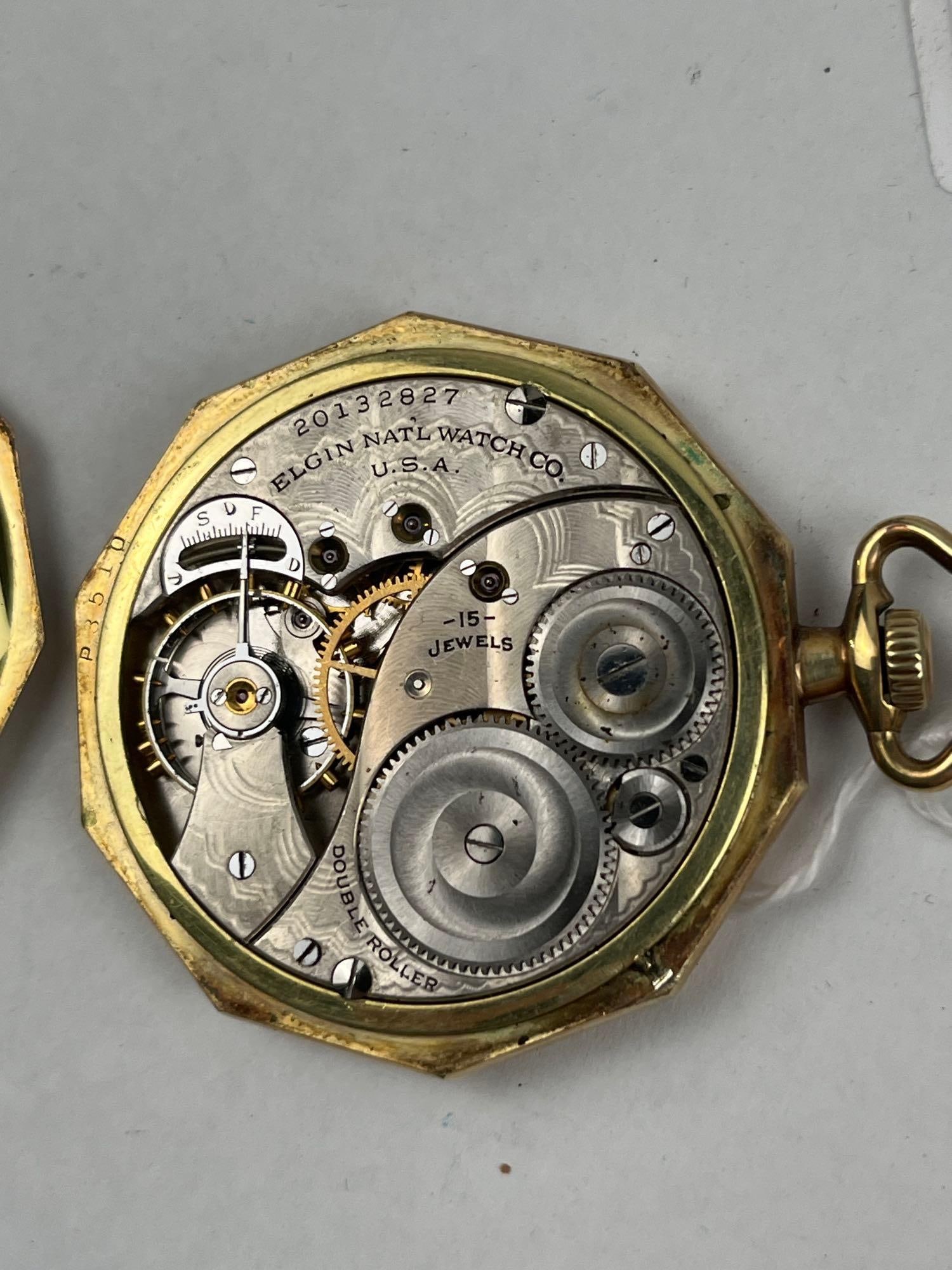 Elgin Octagonal Open-Face Pocket Watch - 3