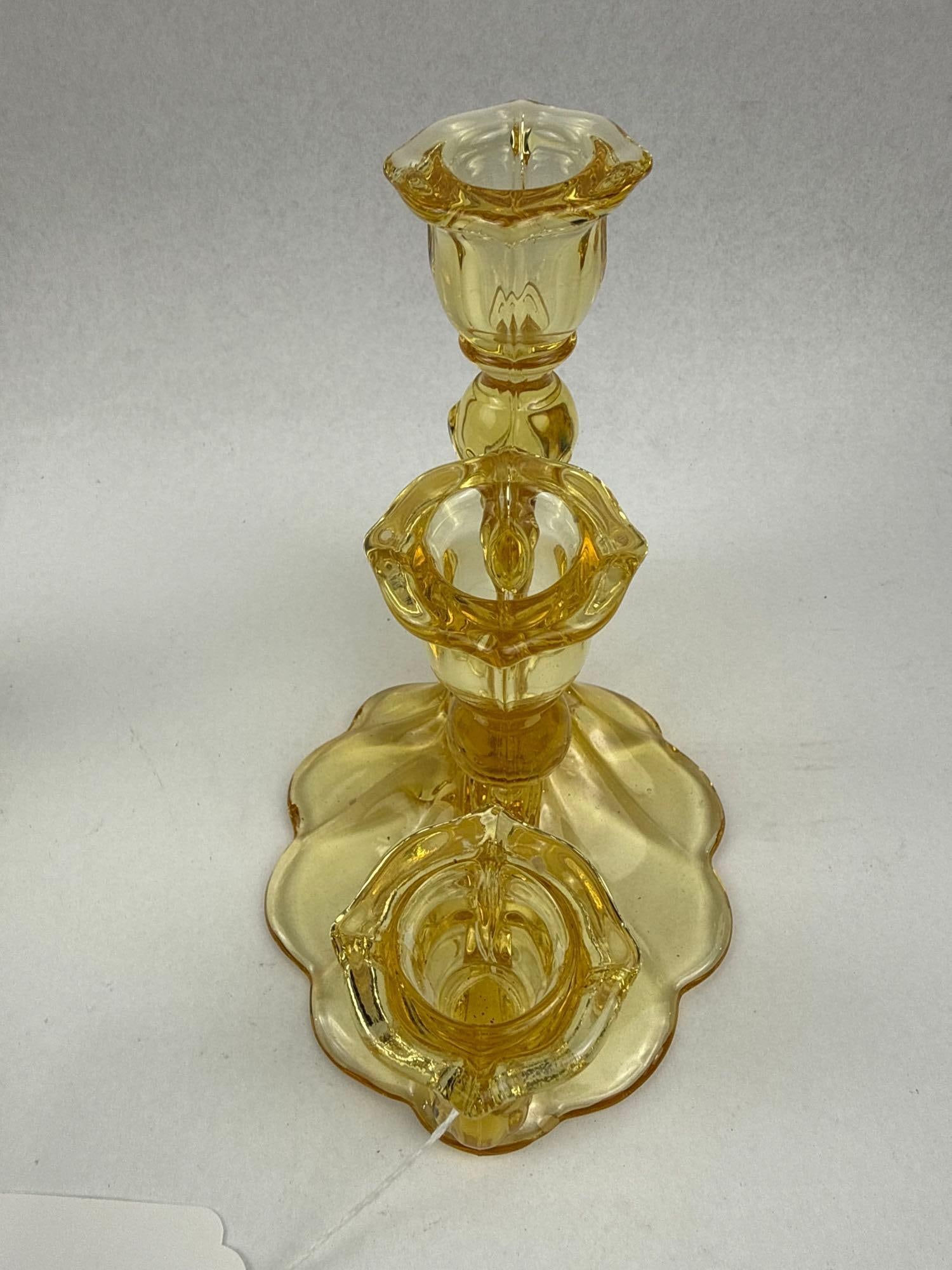 Pair Yellow Three-Light Candelabra - 4