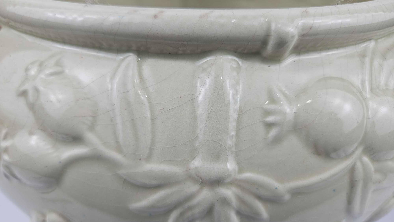 Relief Molded Botanical Ceramic Planter - 2