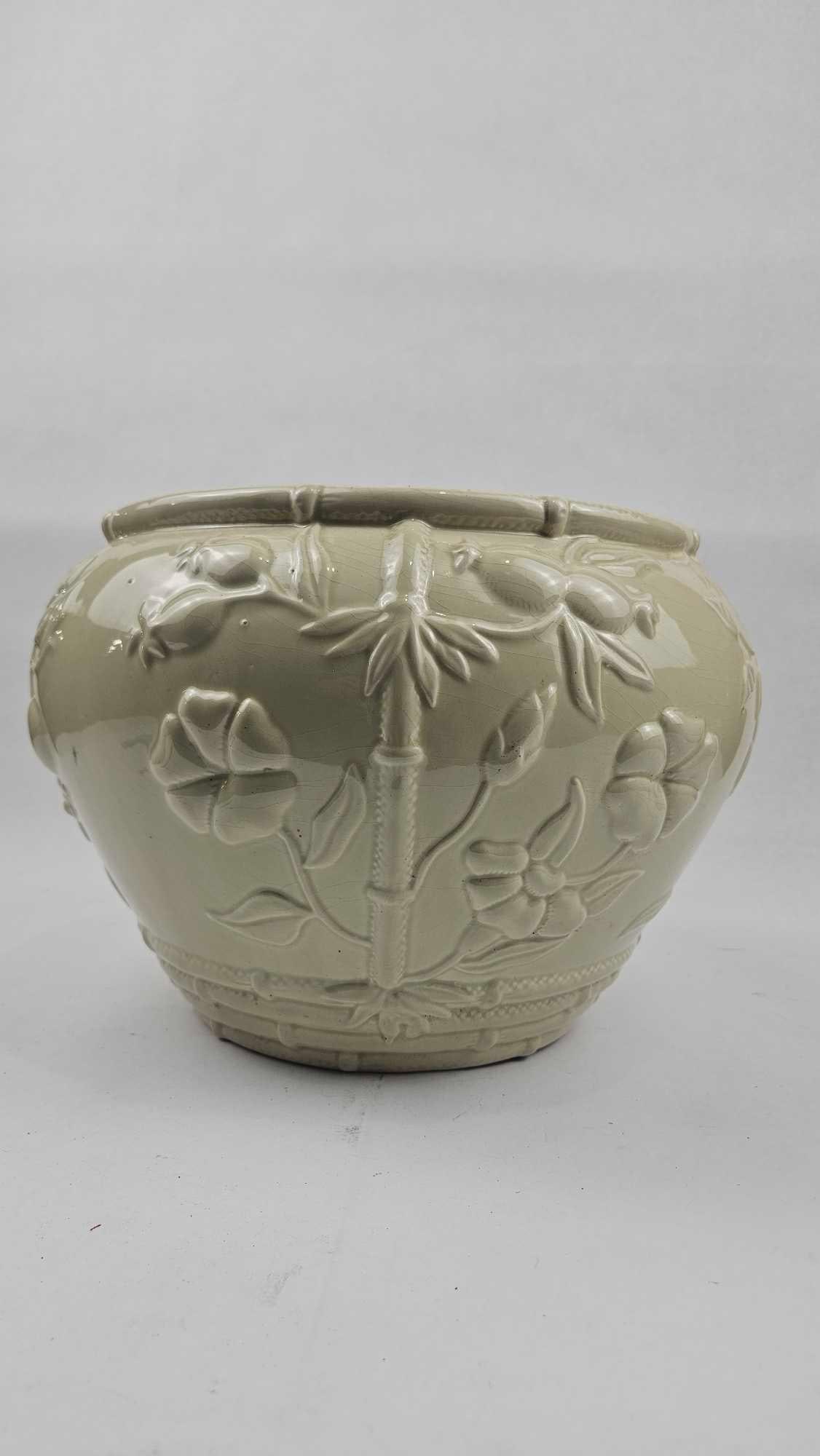 Relief Molded Botanical Ceramic Planter - 5