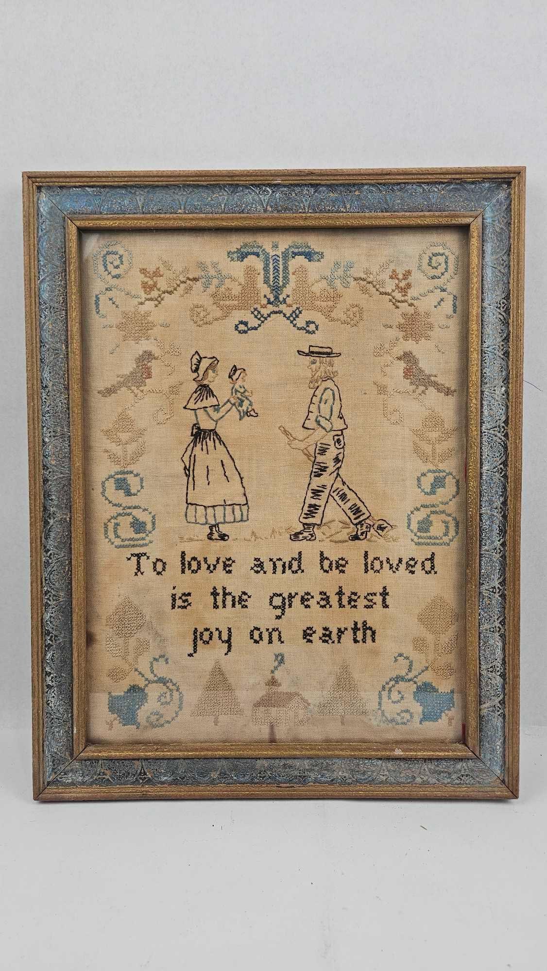 Needlework Sampler w/ Rural Figures (1 of 12)