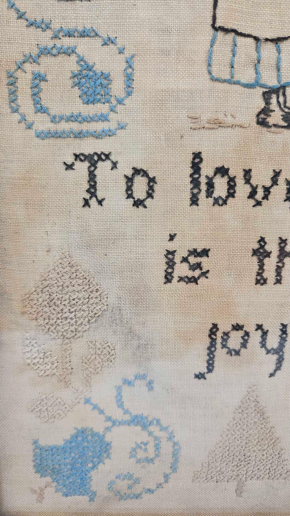 Needlework Sampler w/ Rural Figures - 5