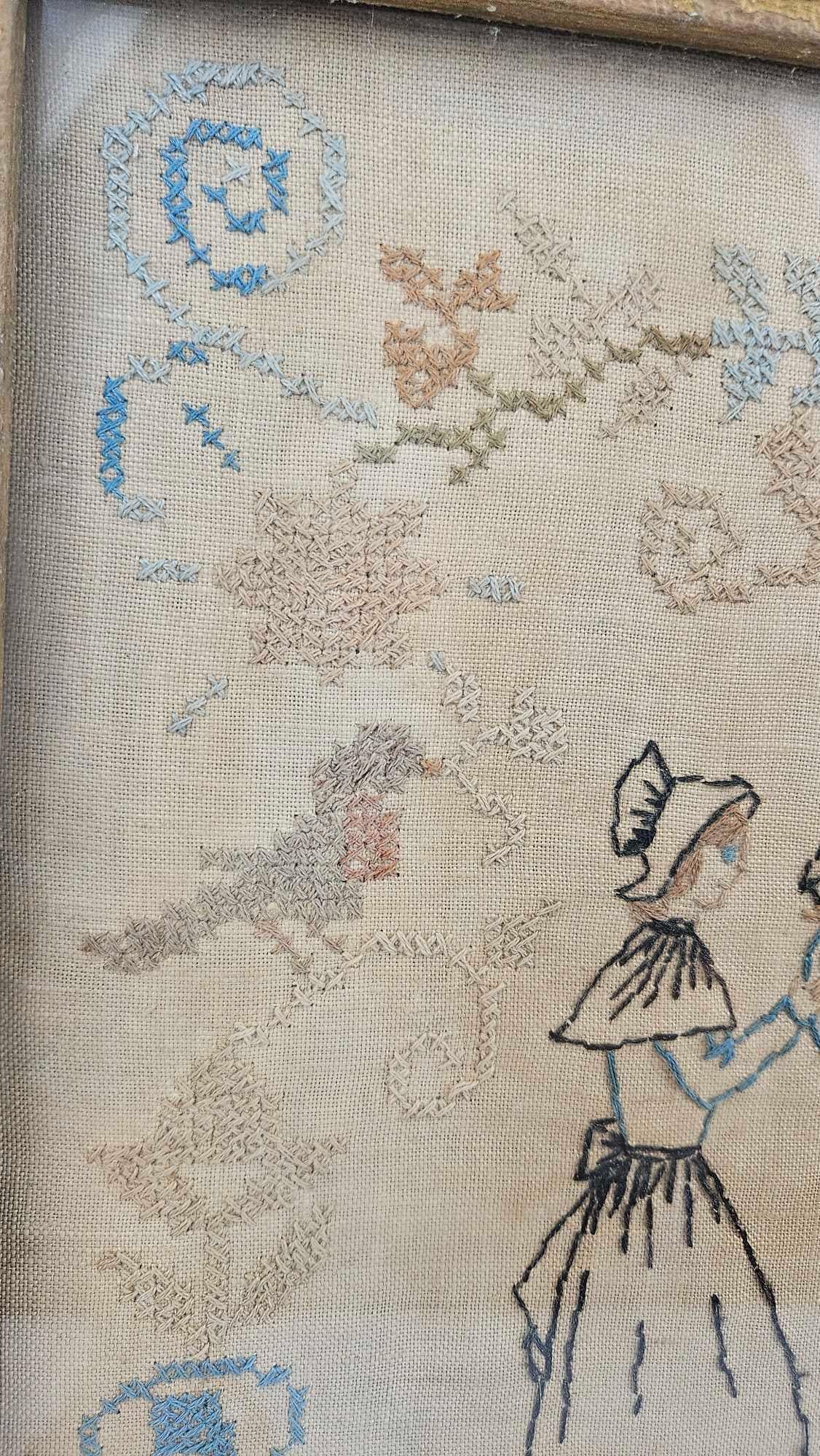 Needlework Sampler w/ Rural Figures - 8