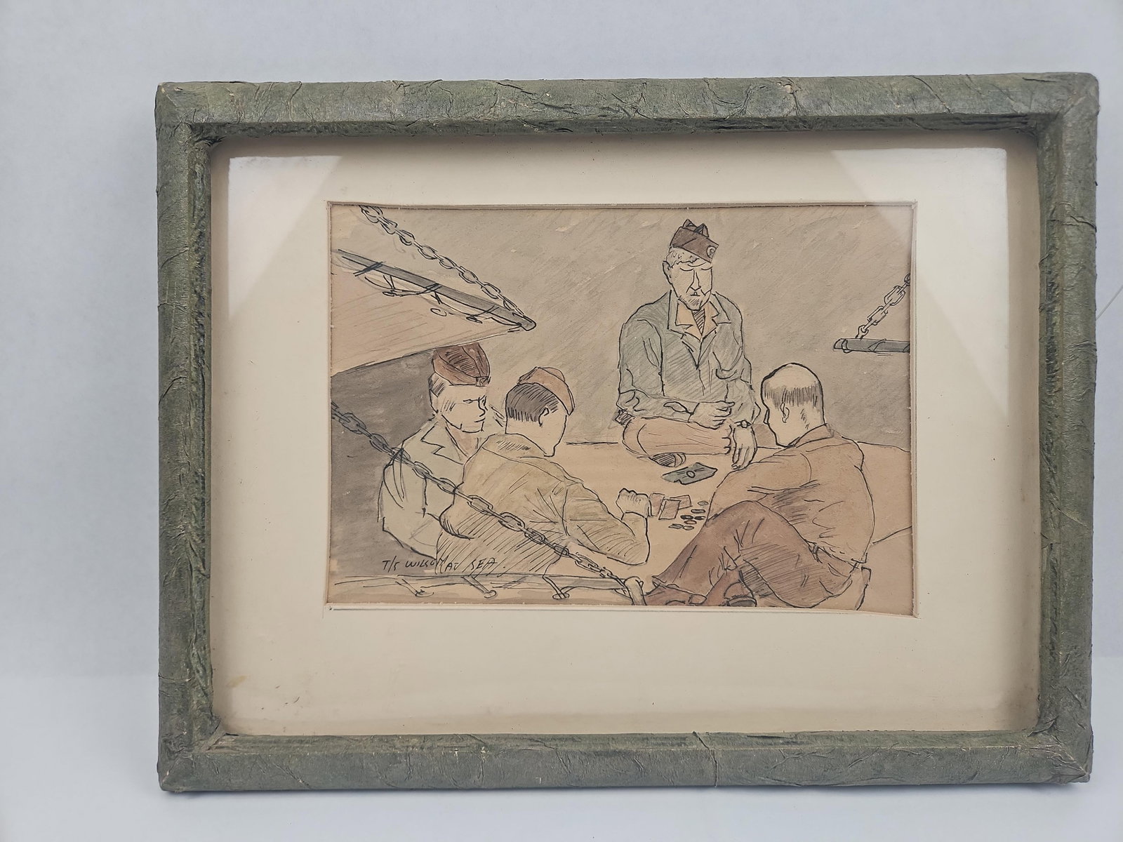 T/5 Wilson WWII US Mil Ink & W/C Sketch (1 of 10)
