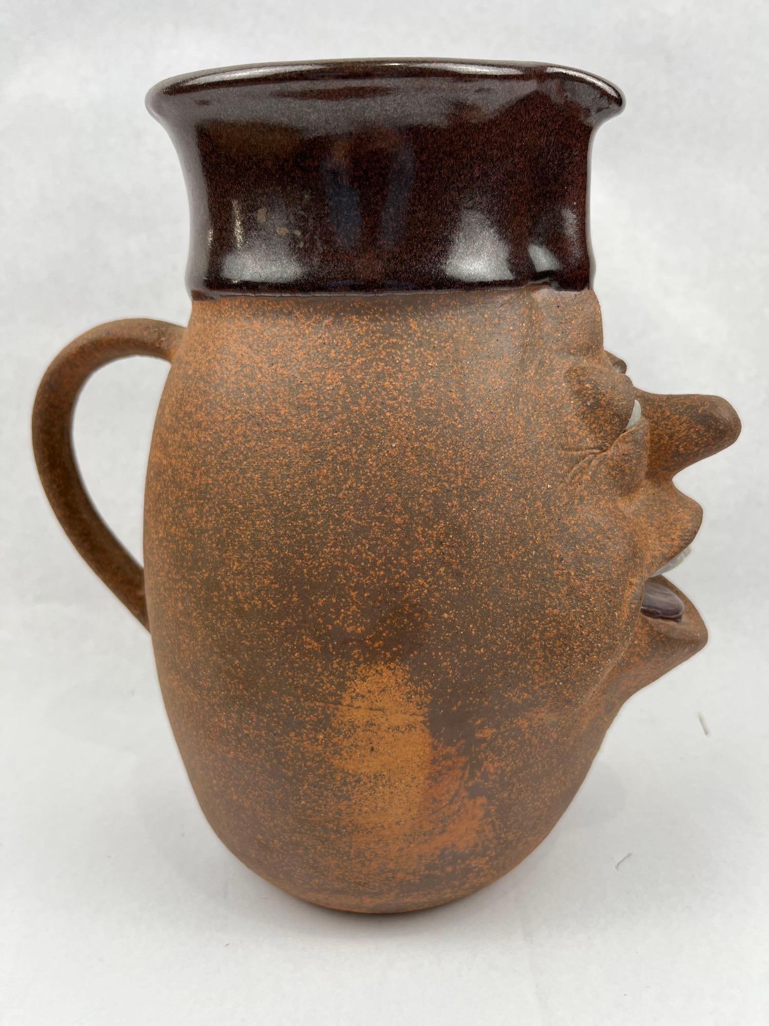 Stoneware Character Face Pitcher & Cups - 9