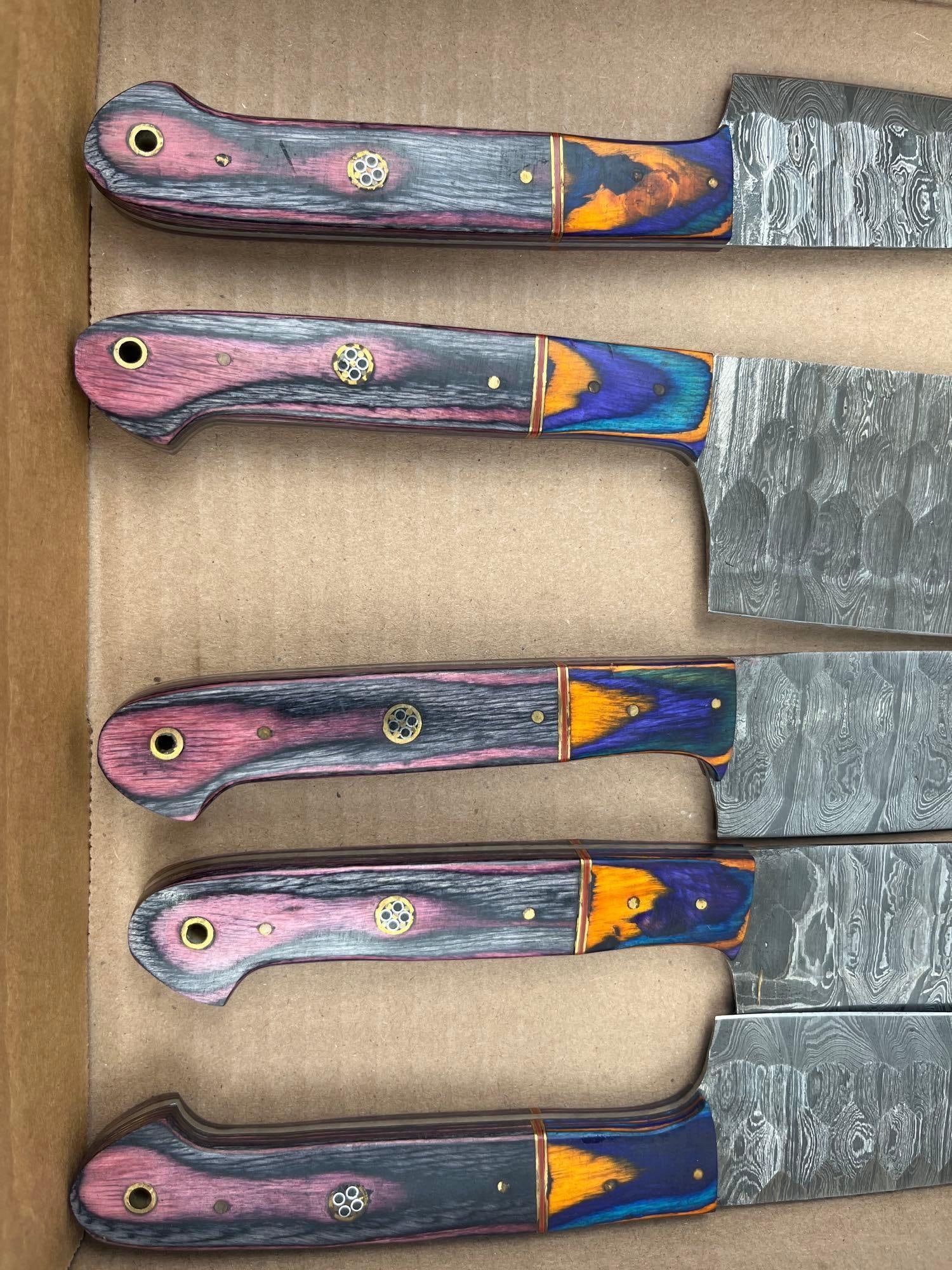 Set Damascus Kitchen Knives w/ Laminate - 2