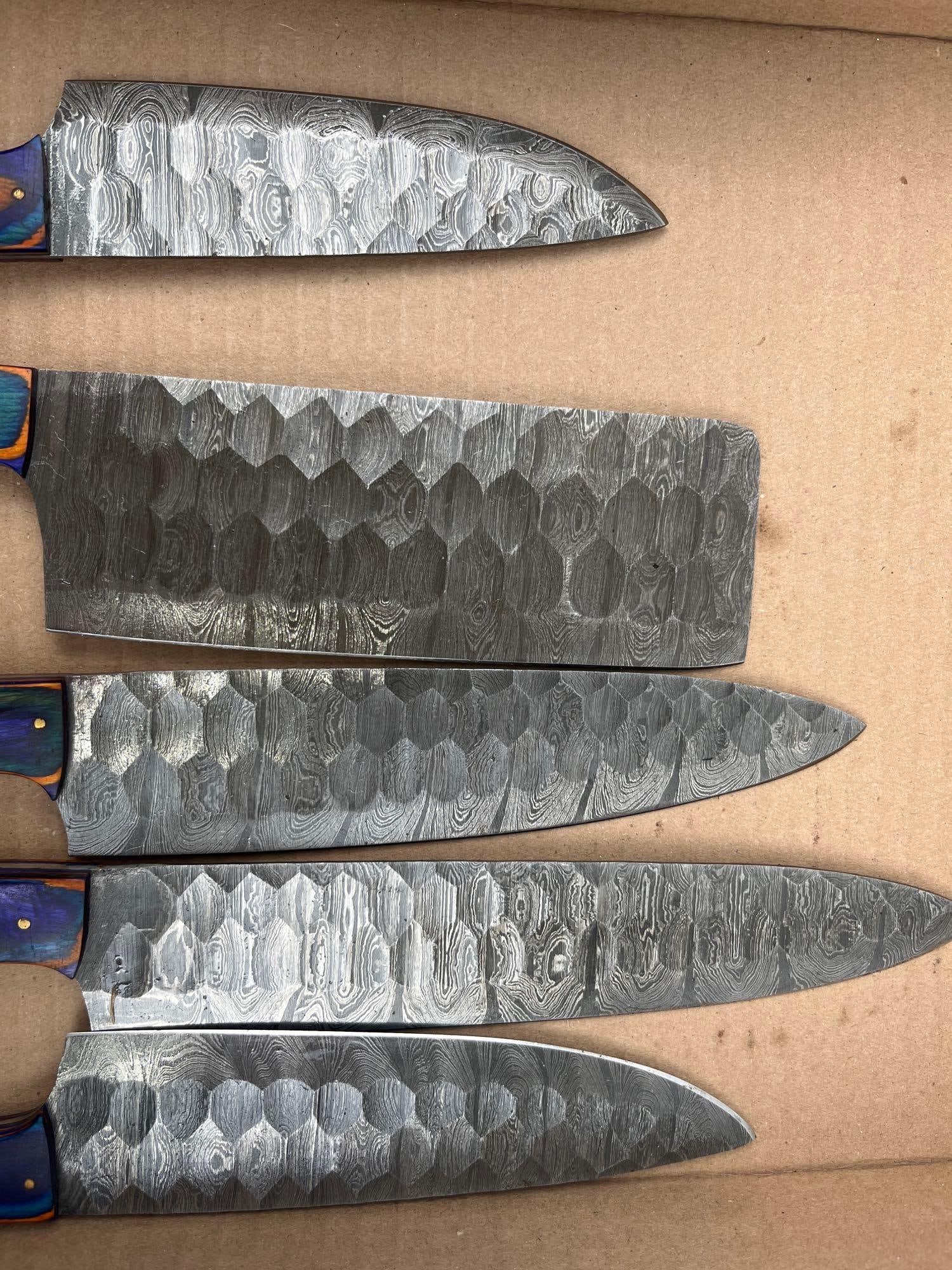 Set Damascus Kitchen Knives w/ Laminate - 3