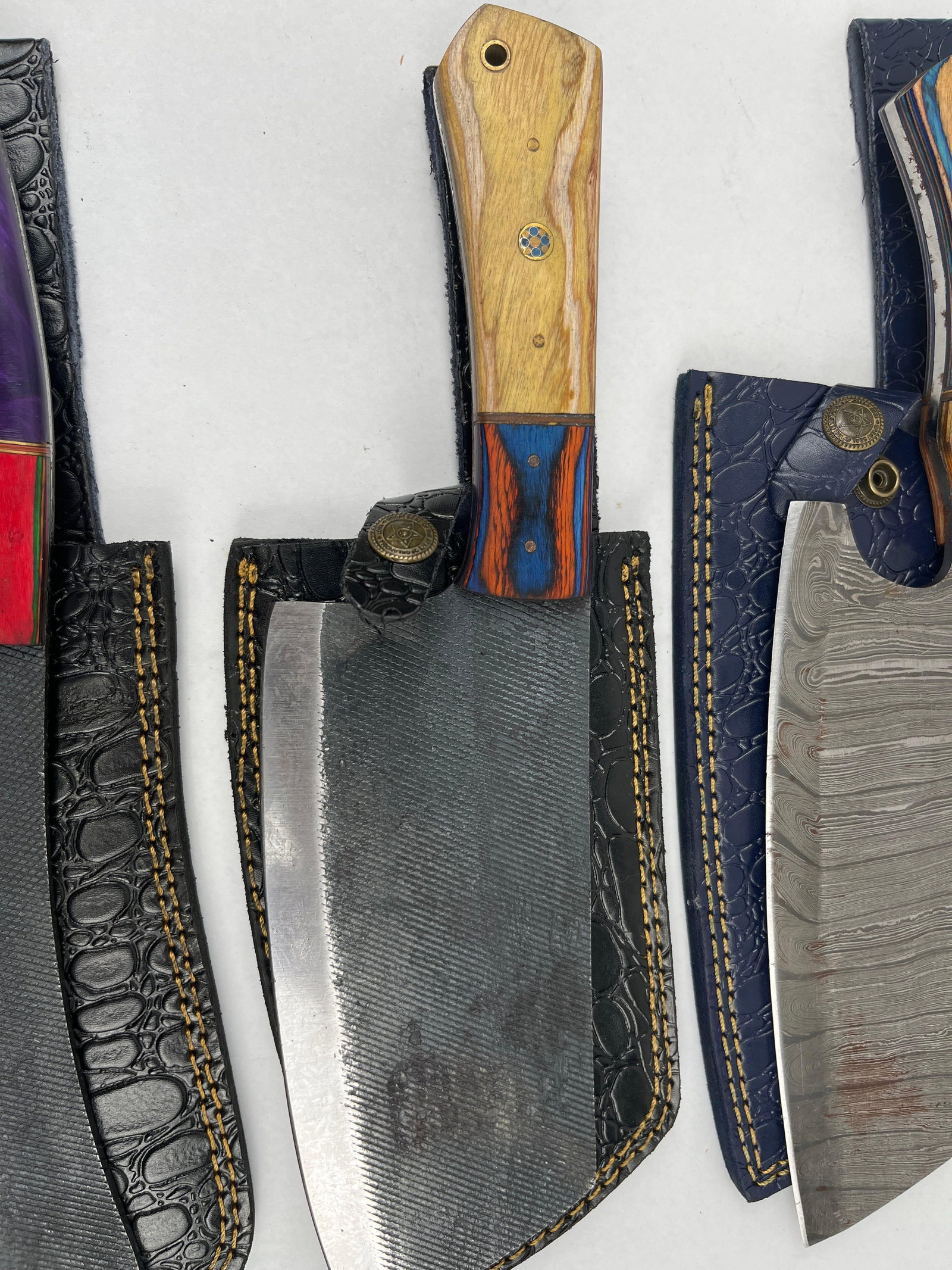Trio Custom Cleavers w/ Leather Sheaths - 3