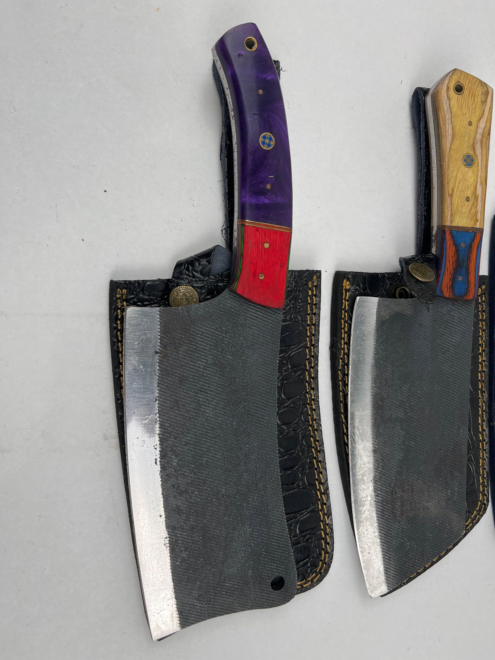 Trio Custom Cleavers w/ Leather Sheaths - 4