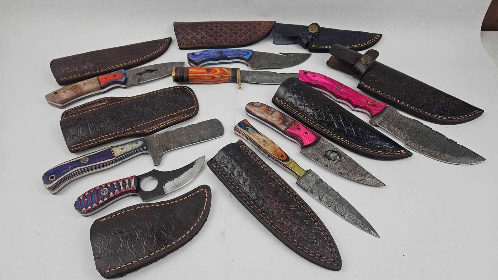 Custom Damascus Steel Knives & Sheaths (1 of 4)