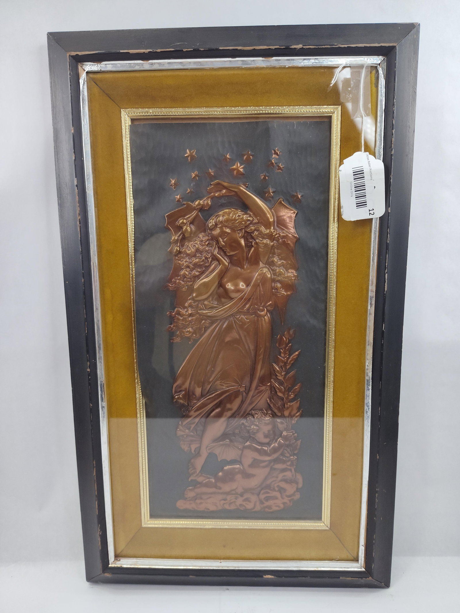 Art Nouveau Copper Repousse Luna Plaque (1 of 5)
