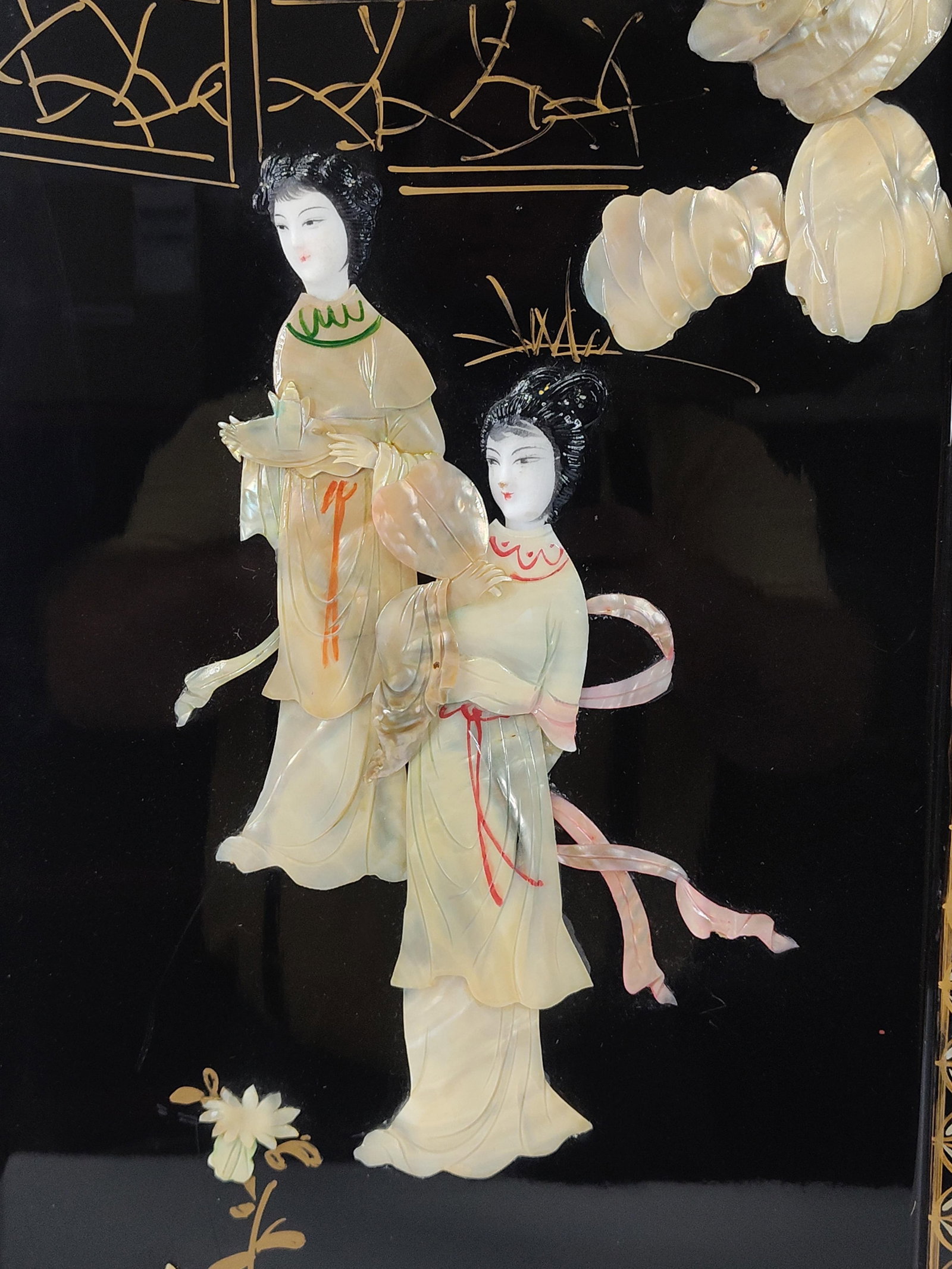 Chinese Lacquer Panel w/ MoP & - 3