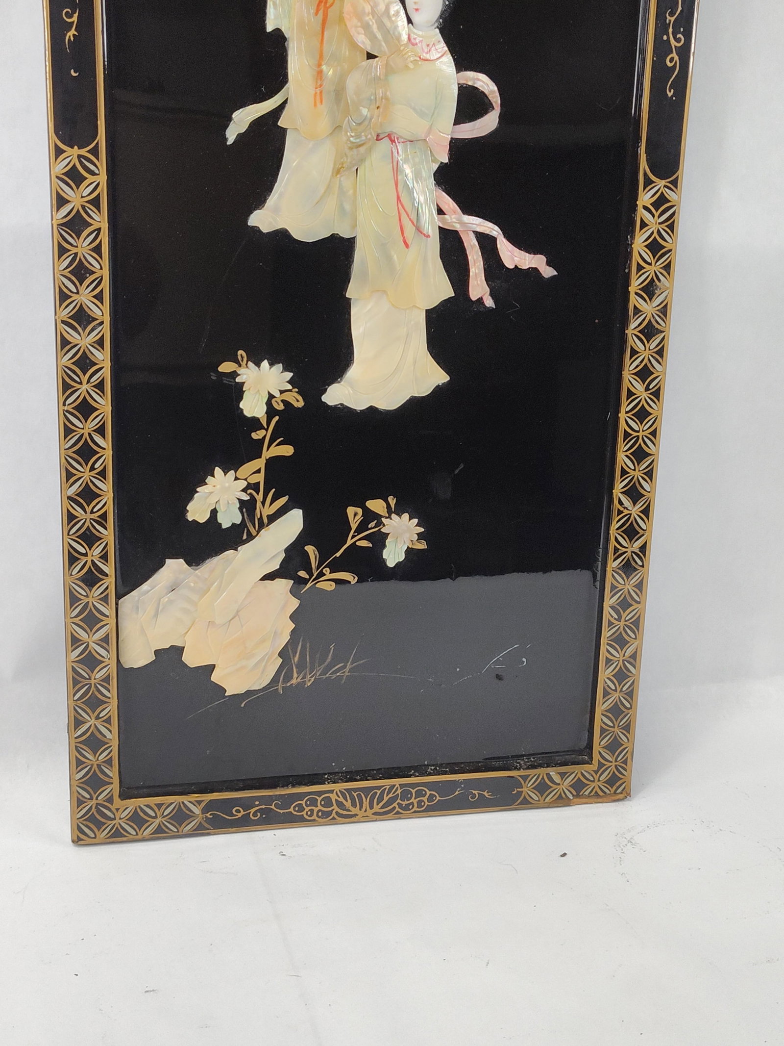 Chinese Lacquer Panel w/ MoP & - 4