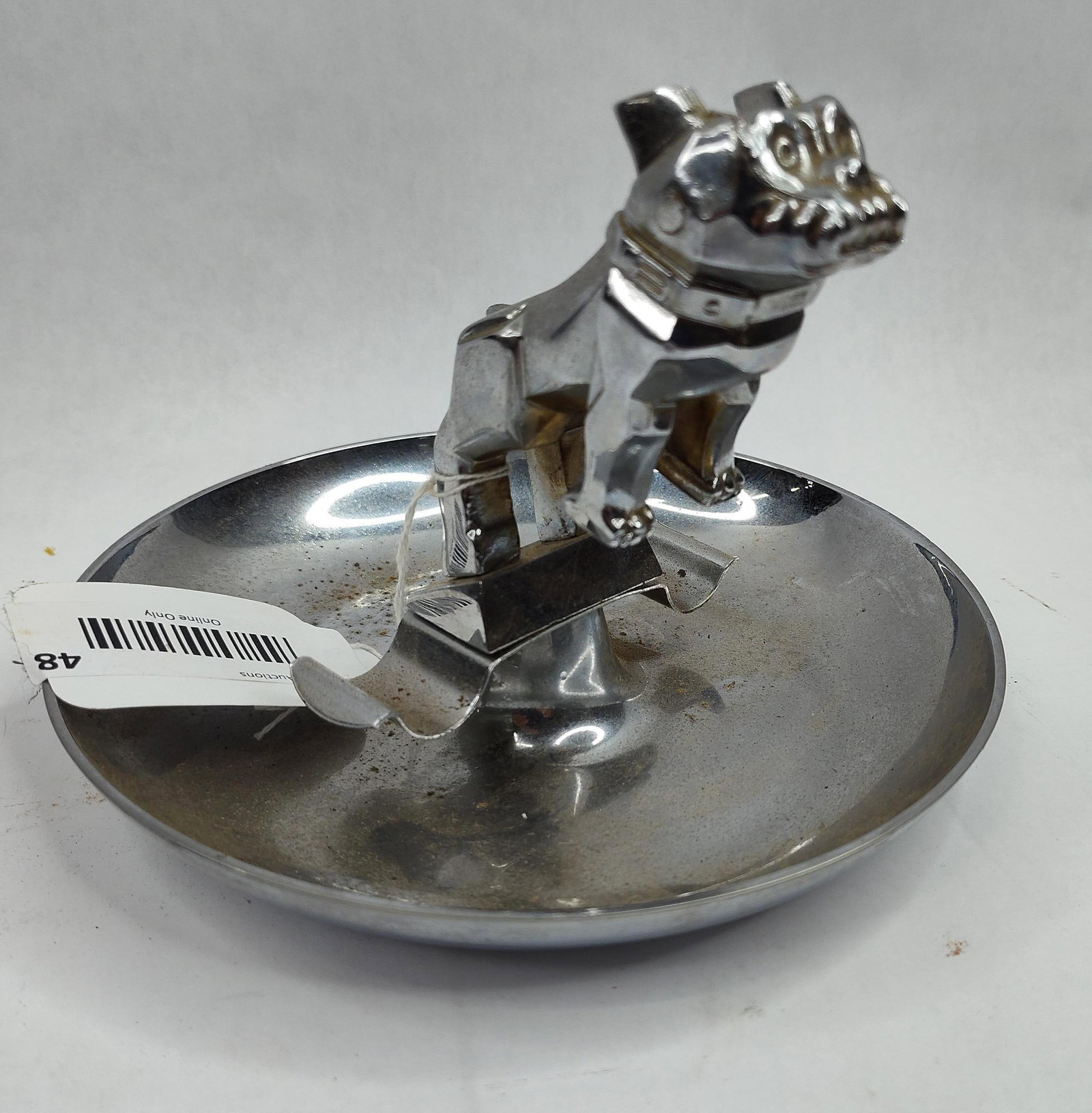 Chrome Plated Bulldog Mascot Ashtray (1 of 6)