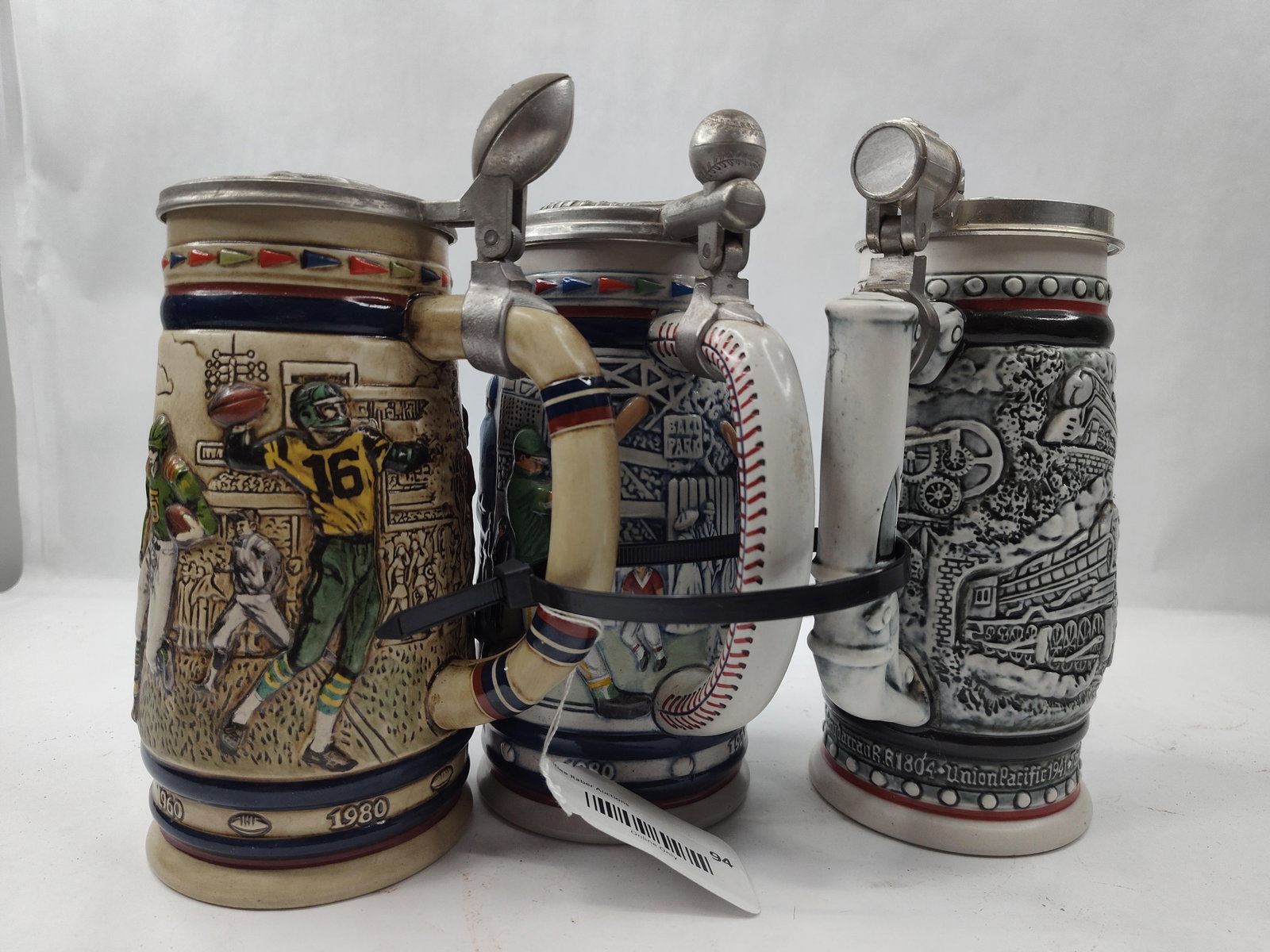 Set 3 Ceramic Lidded Beer Steins - 8