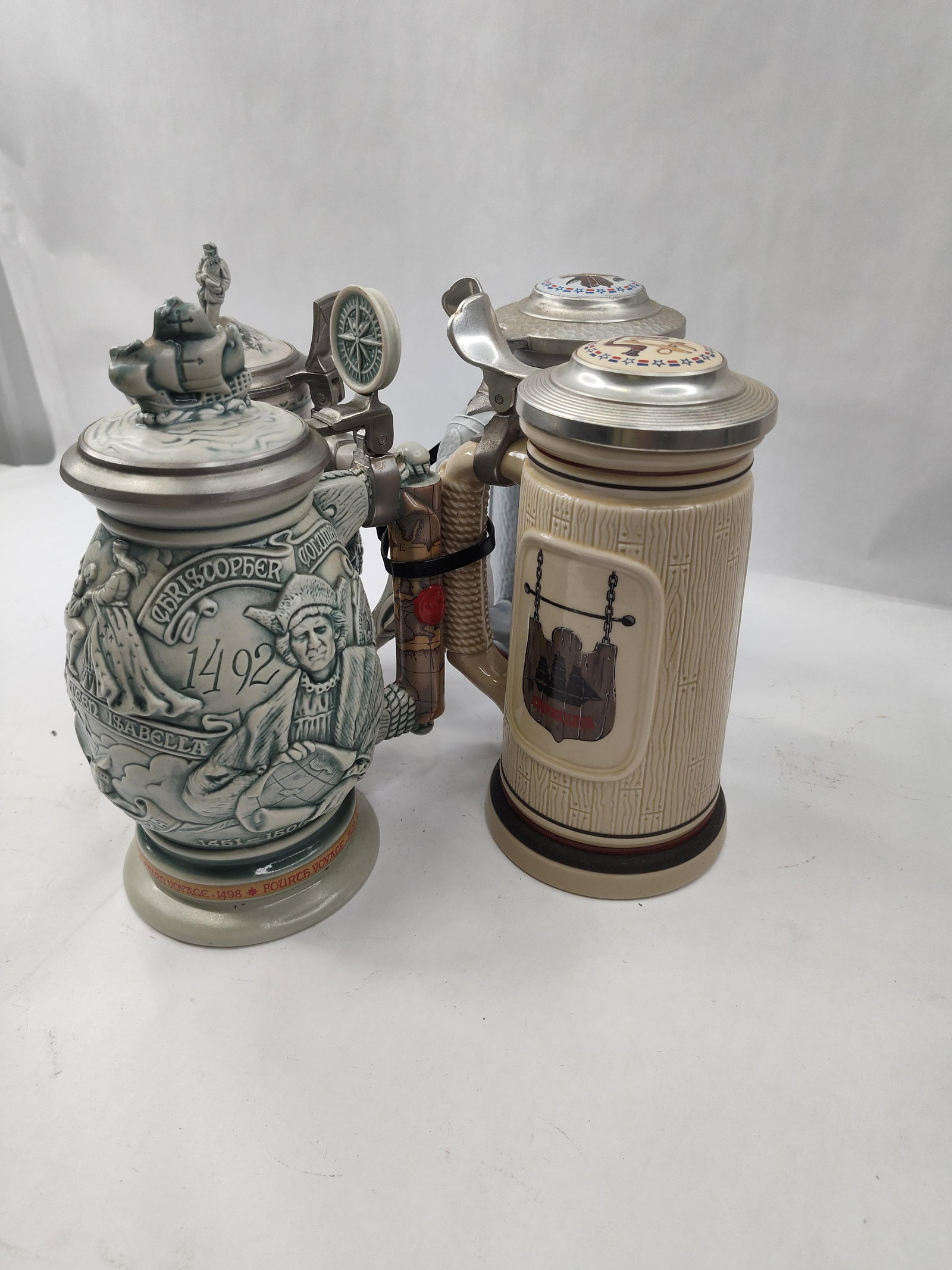 Set 4 Ceramic Lidded Beer Steins - 3