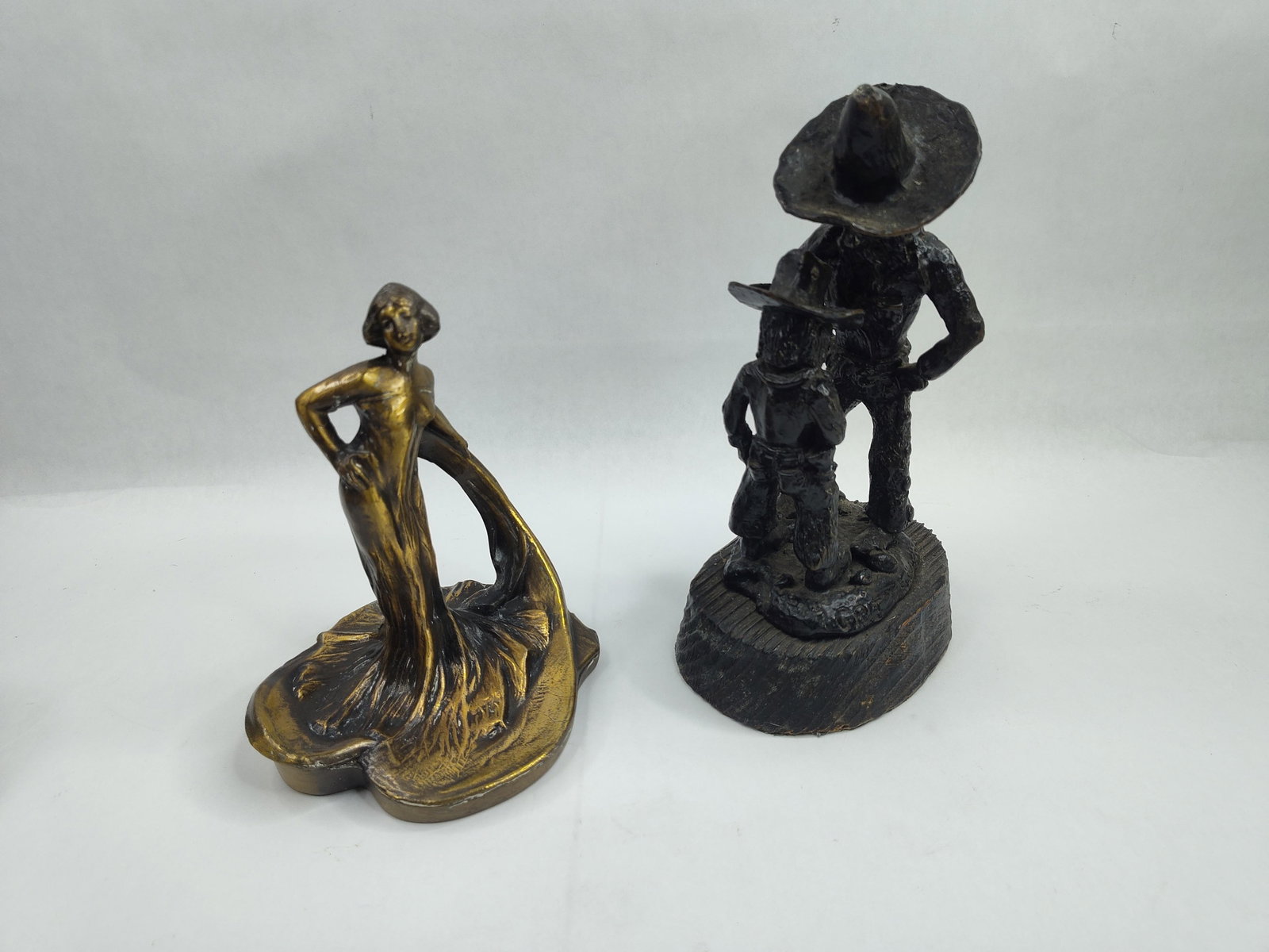 Pair Cast Metal Figures, Art Nouveau (1 of 11)