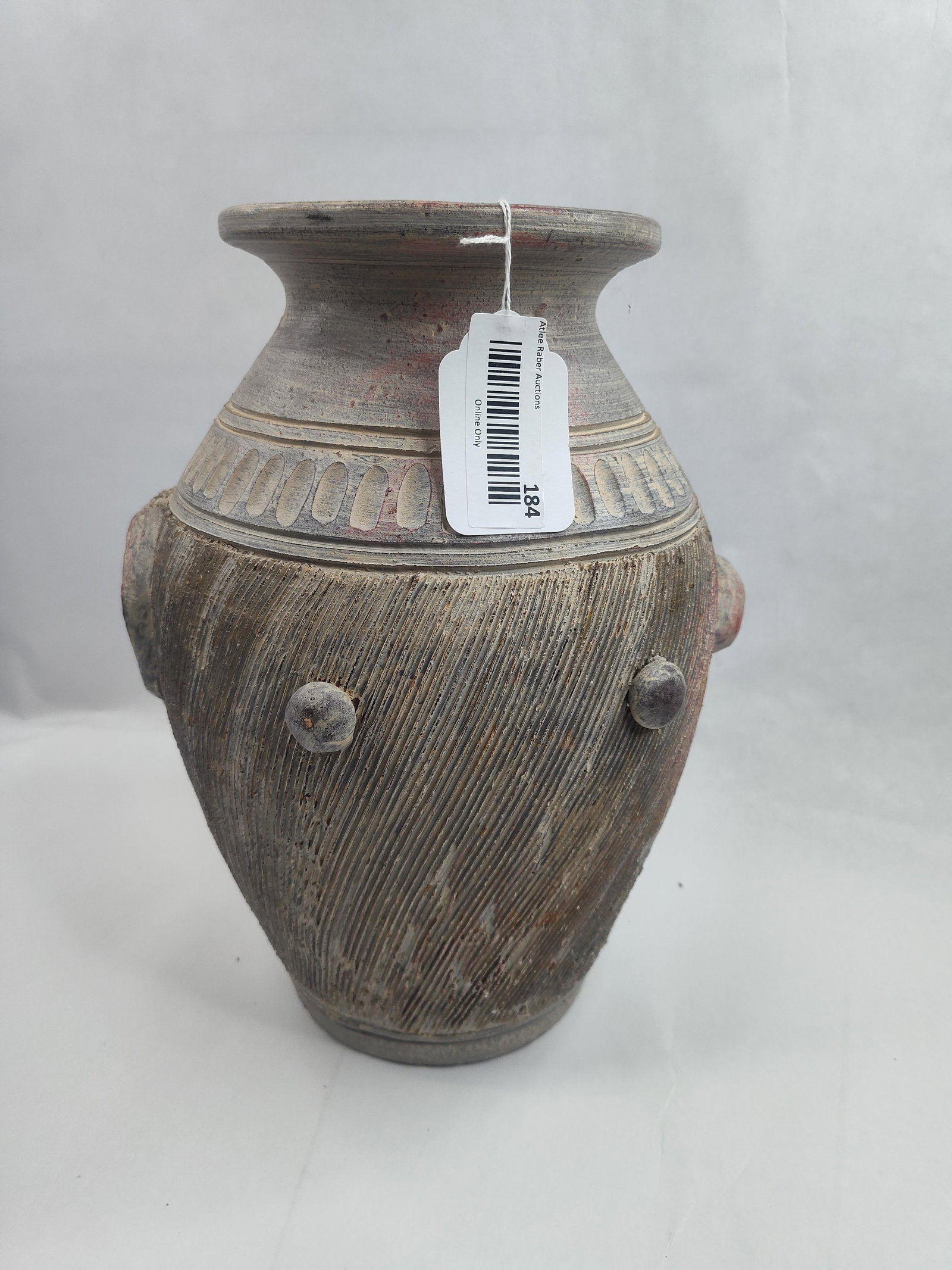 Elephant Motif Earthenware Vase - 4