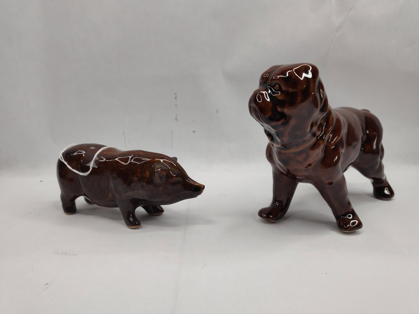 Pair Red Wing Glazed Ceramic Animals (1 of 7)
