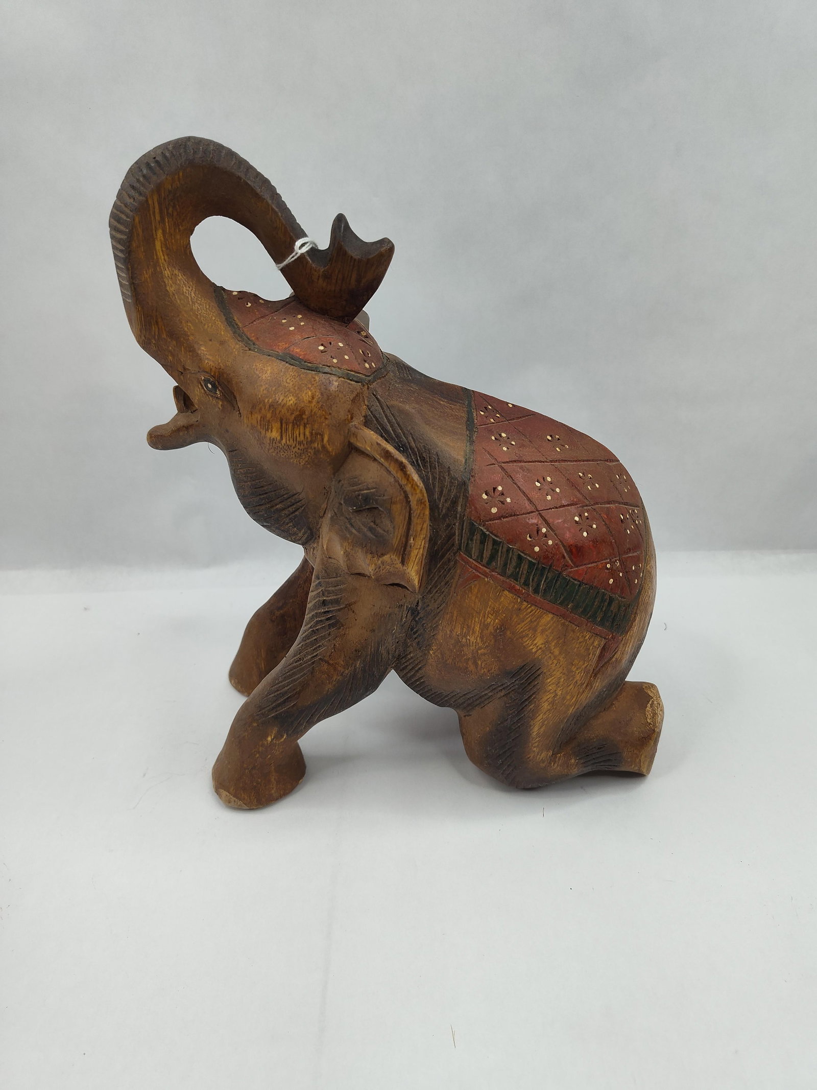 Carved Wood Kneeling Elephant Figurine (1 of 5)