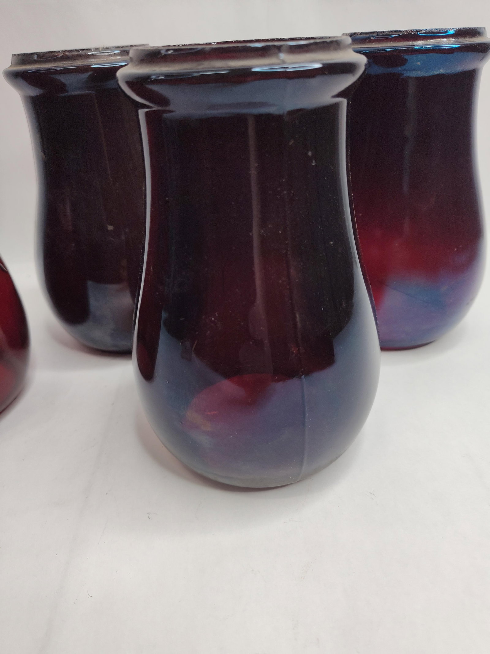 Set 4 Ruby Glass R.R. Lantern Globes - 3