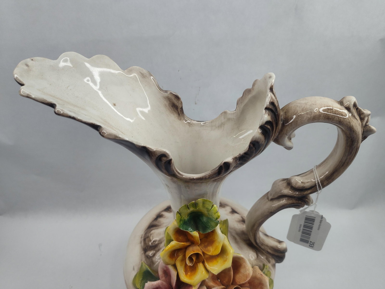 Capodimonte Ceramic Floral Pitcher - 3