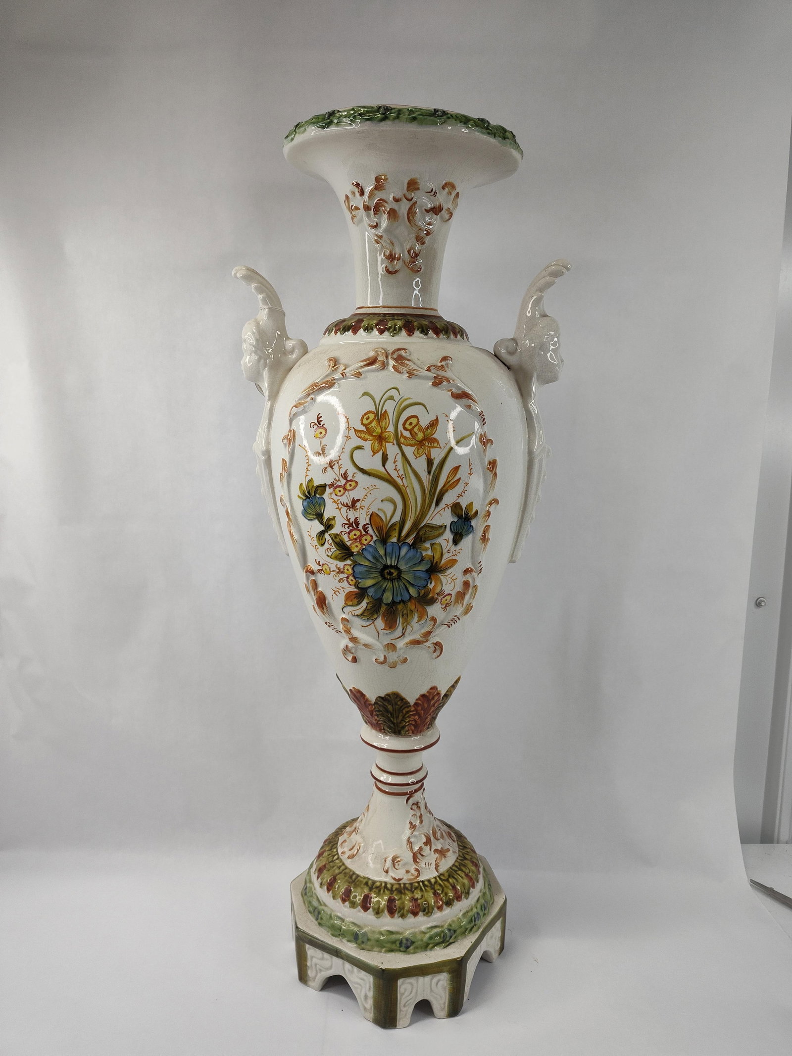 Italian Renaissance Majolica Urn & Base (1 of 6)