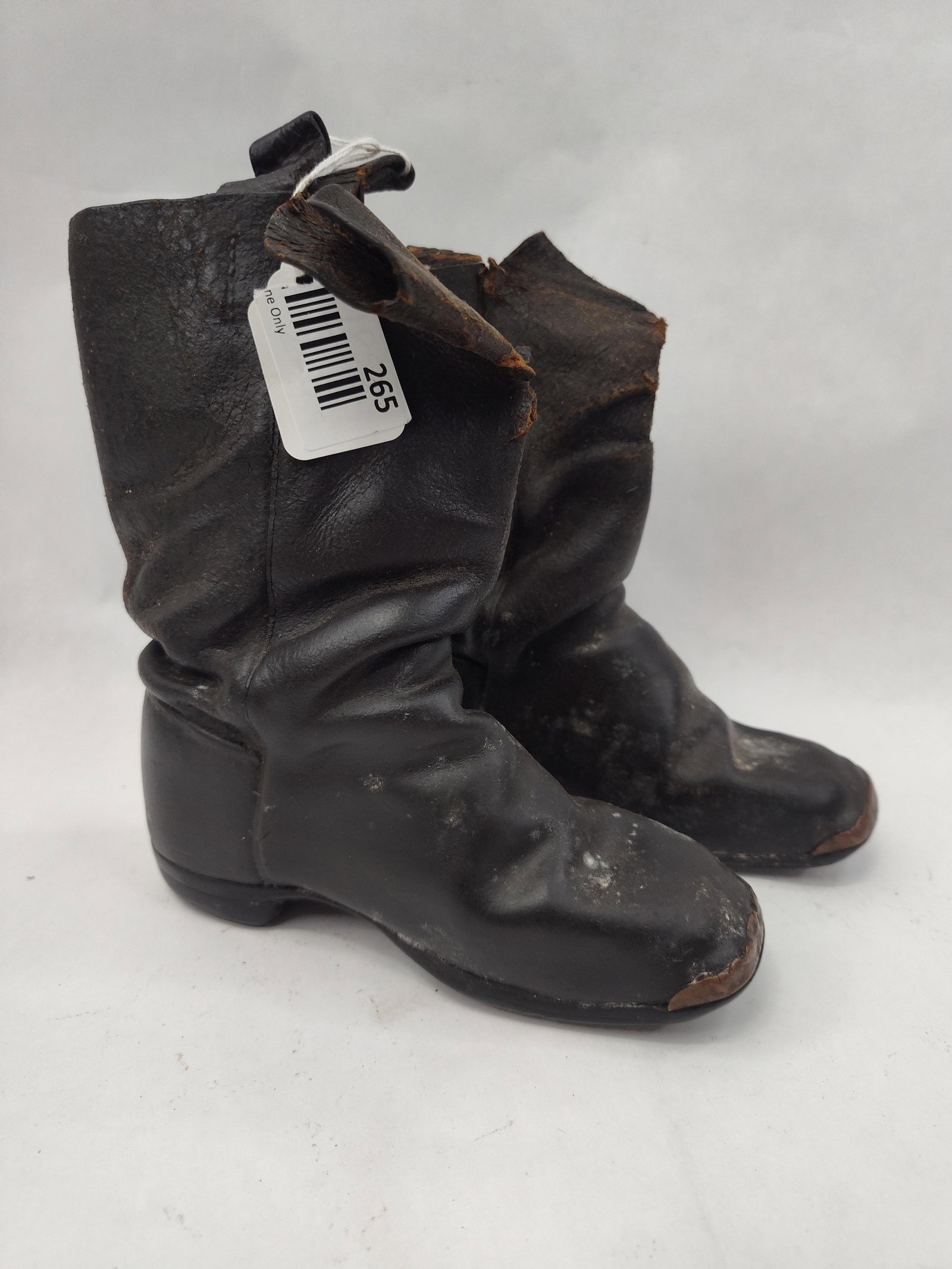 Pair Child Black Leather Boots (1 of 5)