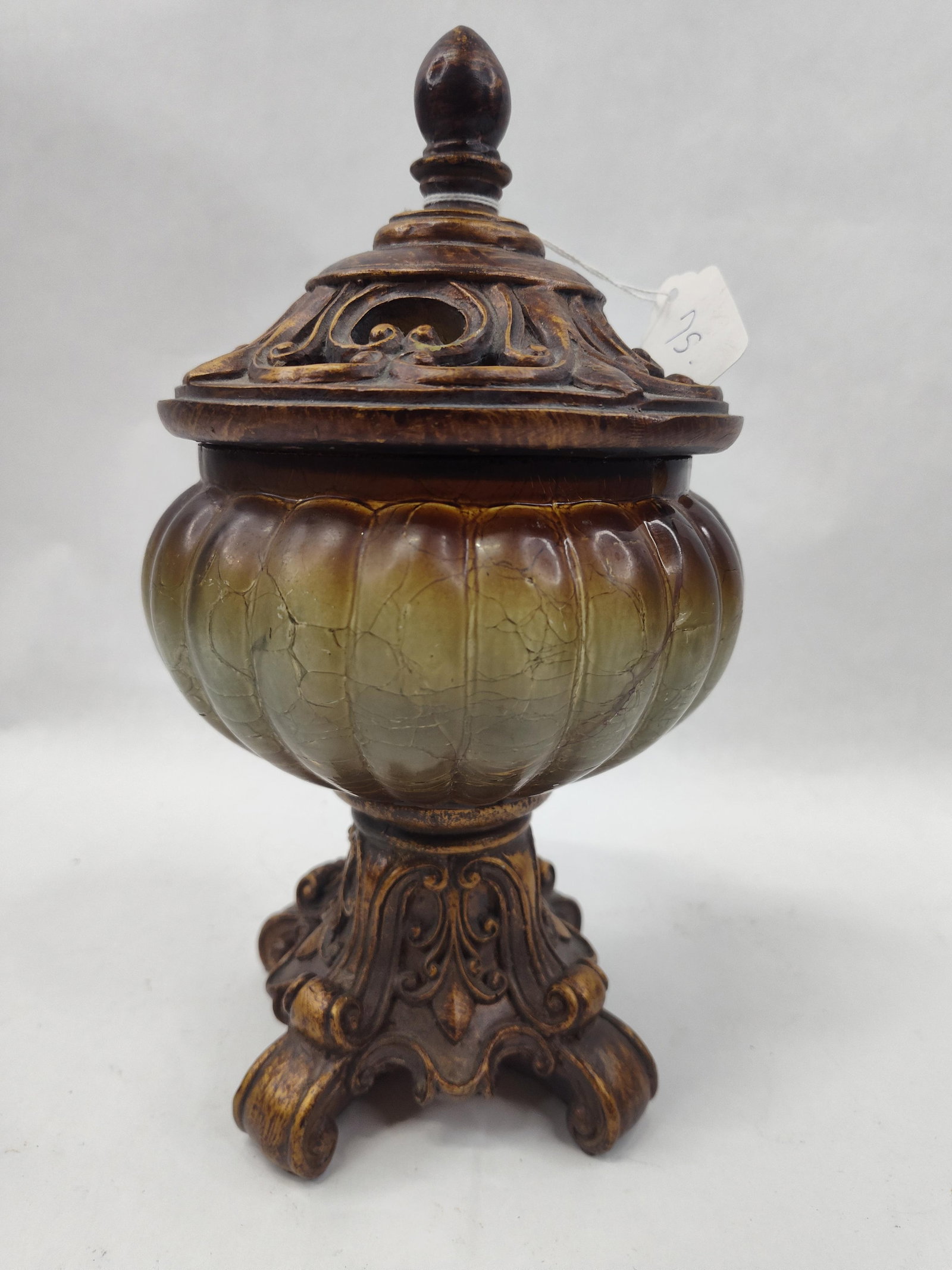 Neoclassical Footed Crackle Glass Urn (1 of 5)