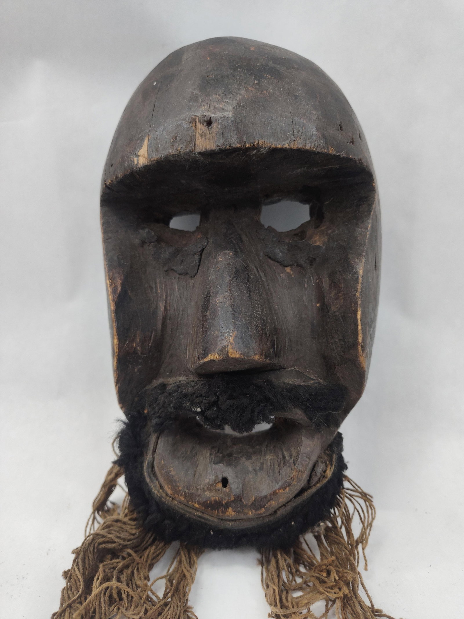 Folk Art Carved Wood Dance Mask w/Beard (1 of 6)