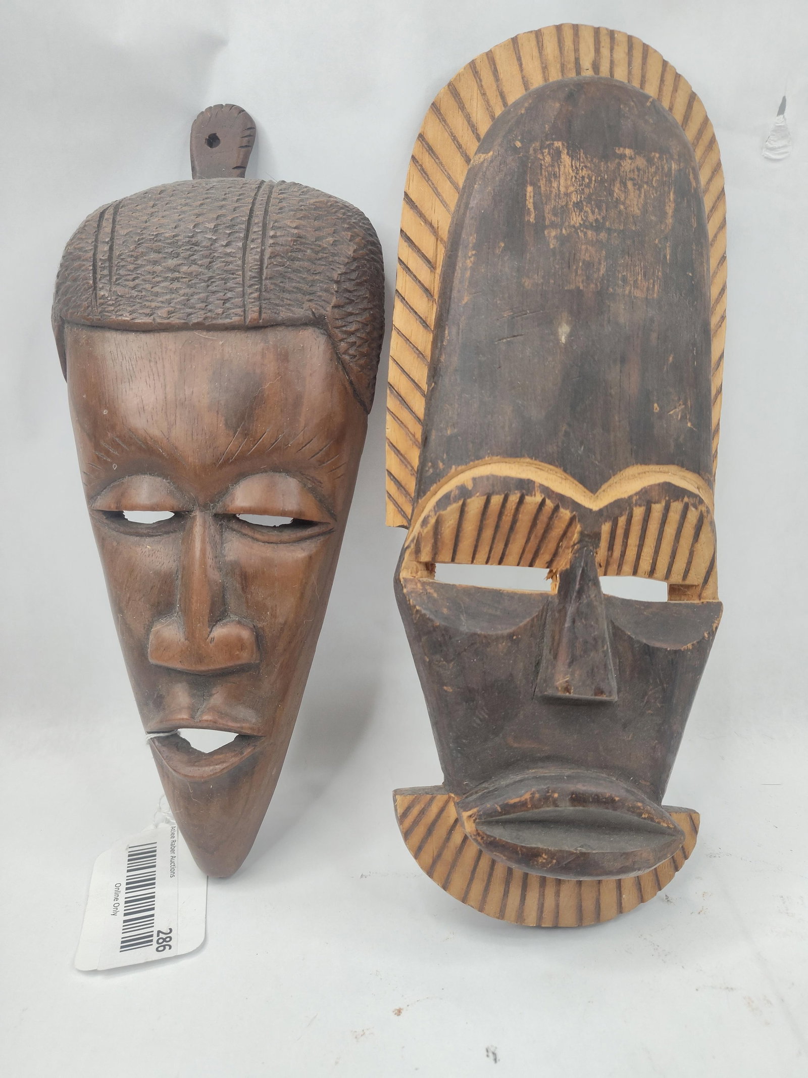 Pair African Style Carved Wood Masks (1 of 4)