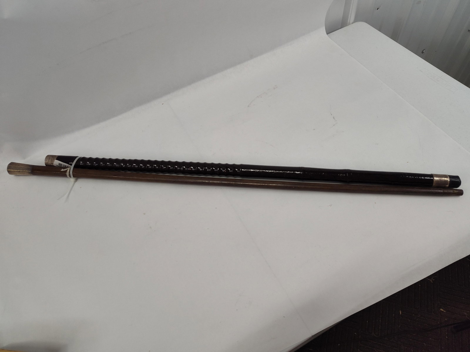 Pair Str. Silver Mounted Walking Canes - 4