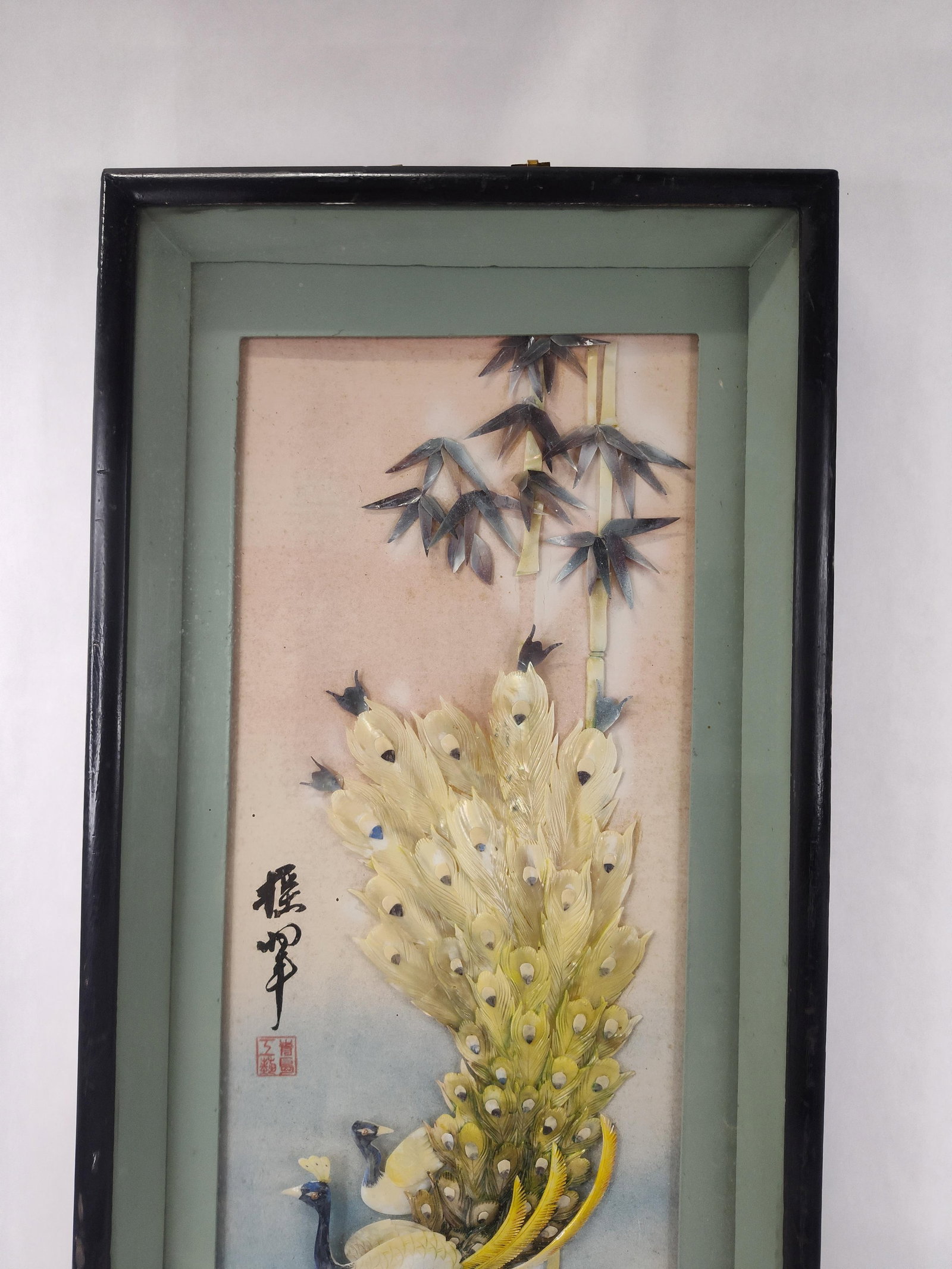 Chinese Shell & Bamboo Relief Shadowbox - 2