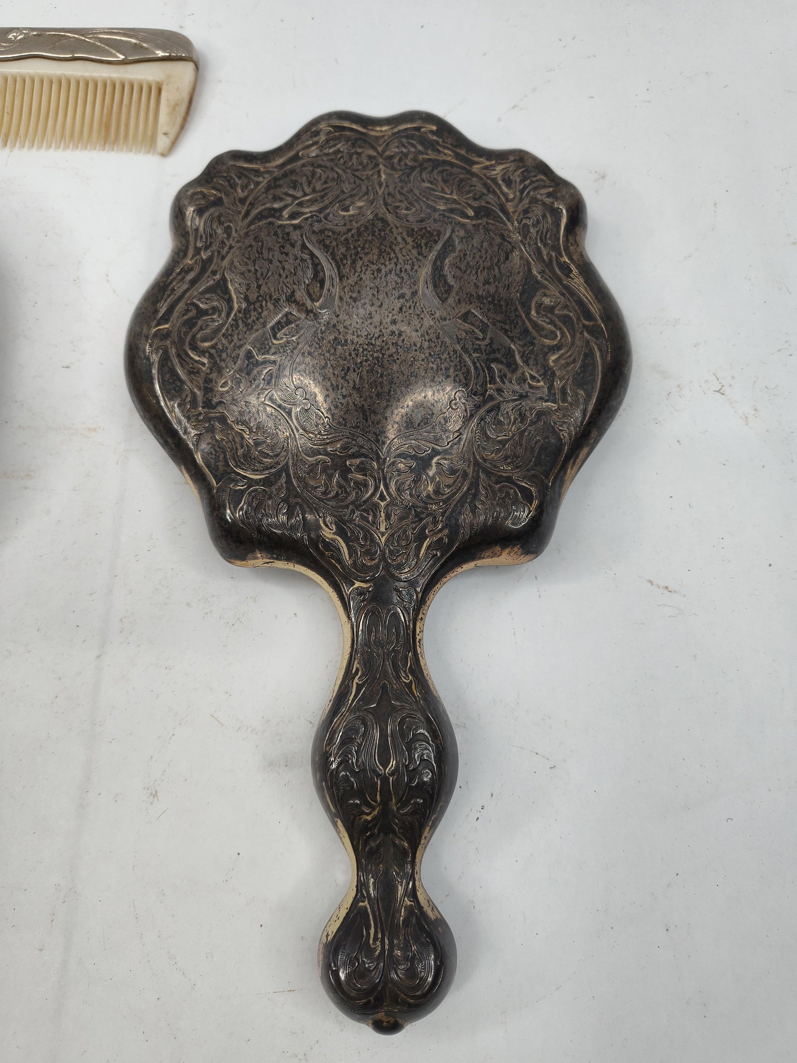 Silver Plated 3pc Repousse Vanity Set - 2
