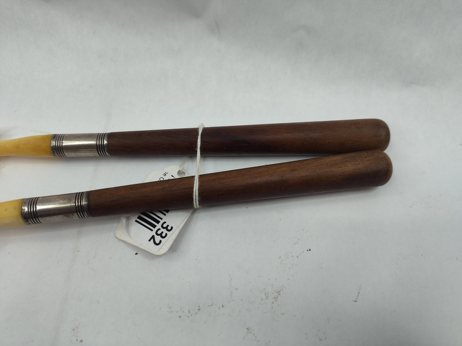 Gorham Co. Pair Wood & Bone Servers - 2