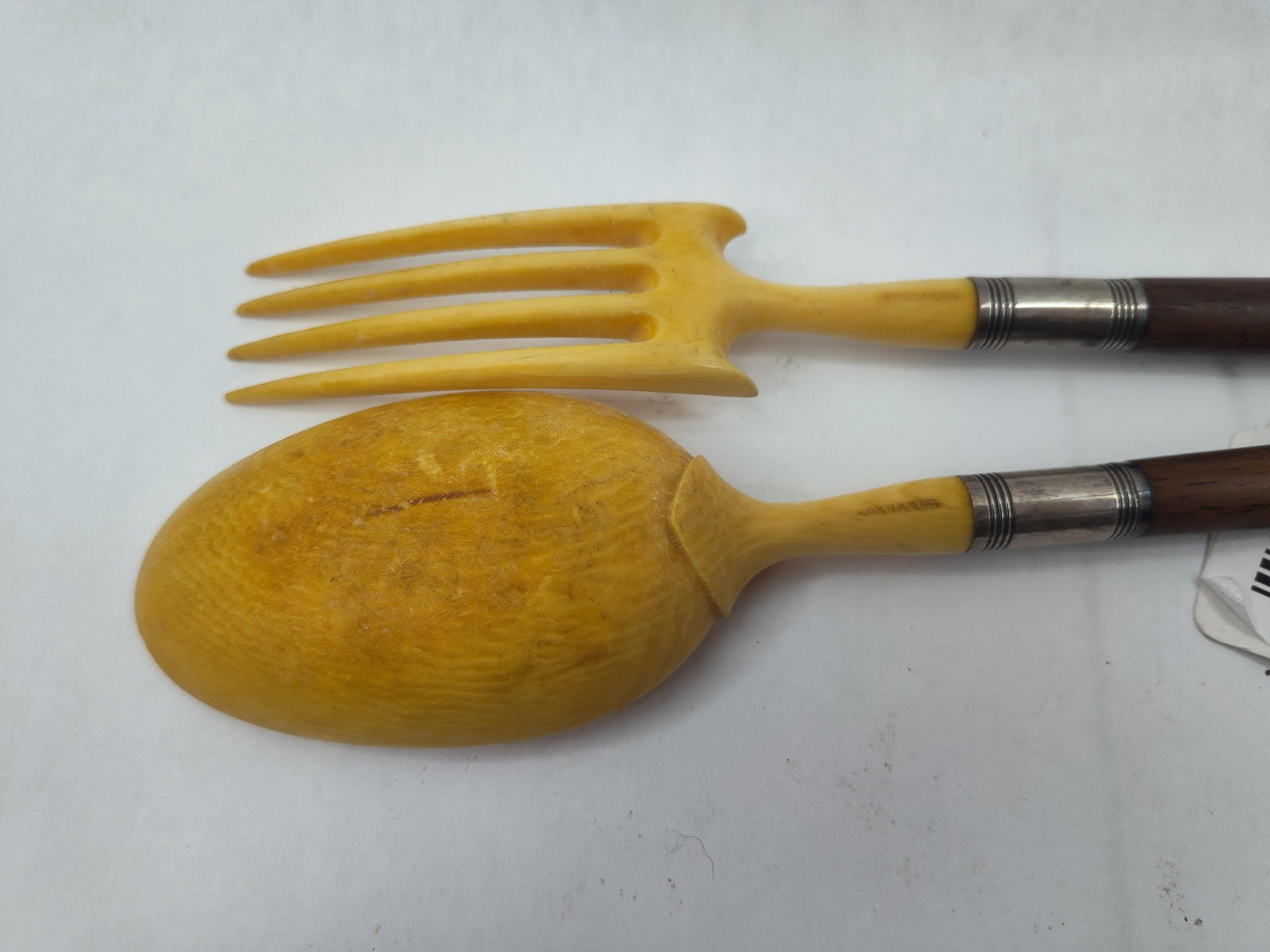 Gorham Co. Pair Wood & Bone Servers - 3