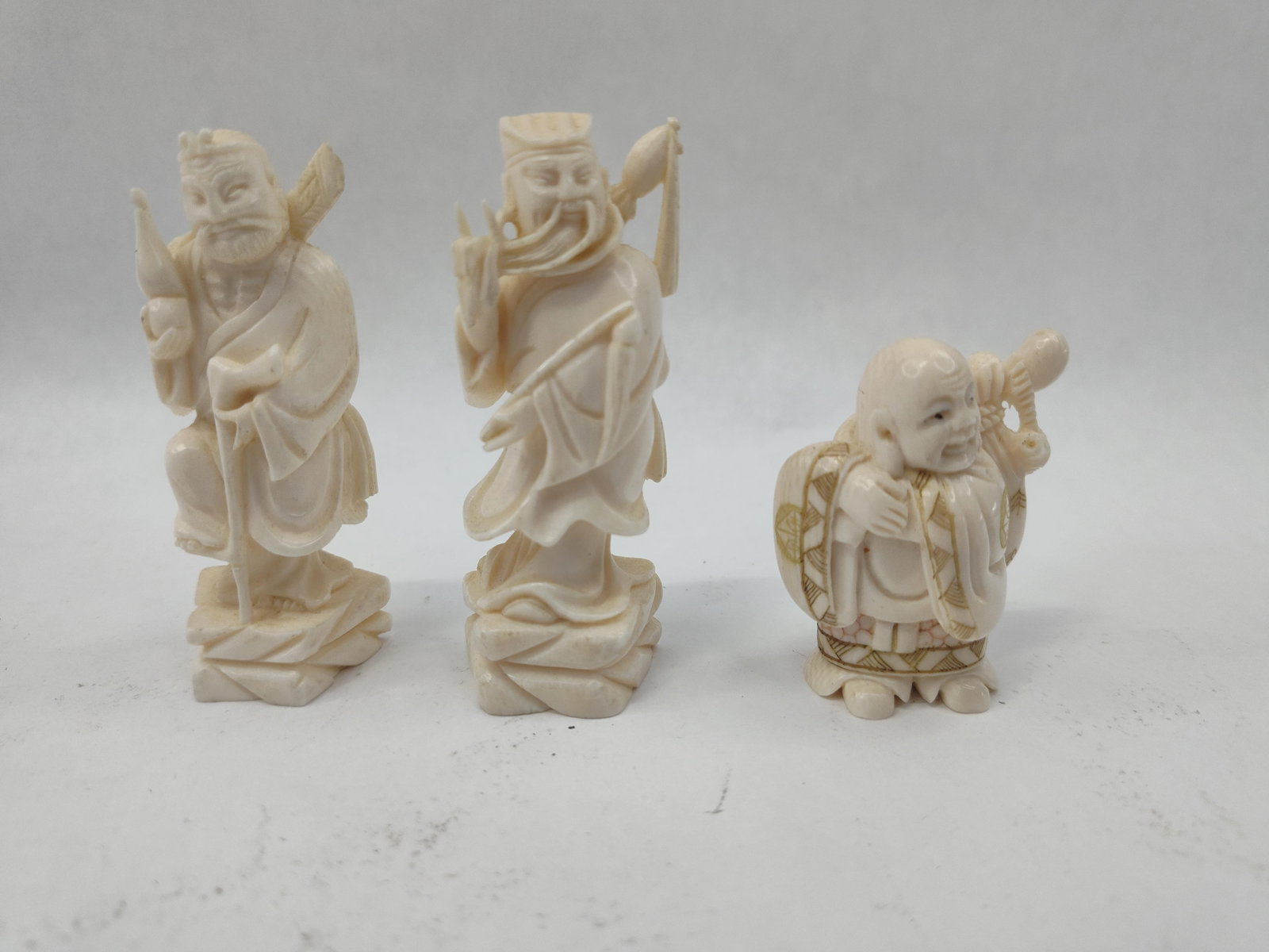 3 Carved Faux Ivory Chinese Figures (1 of 5)