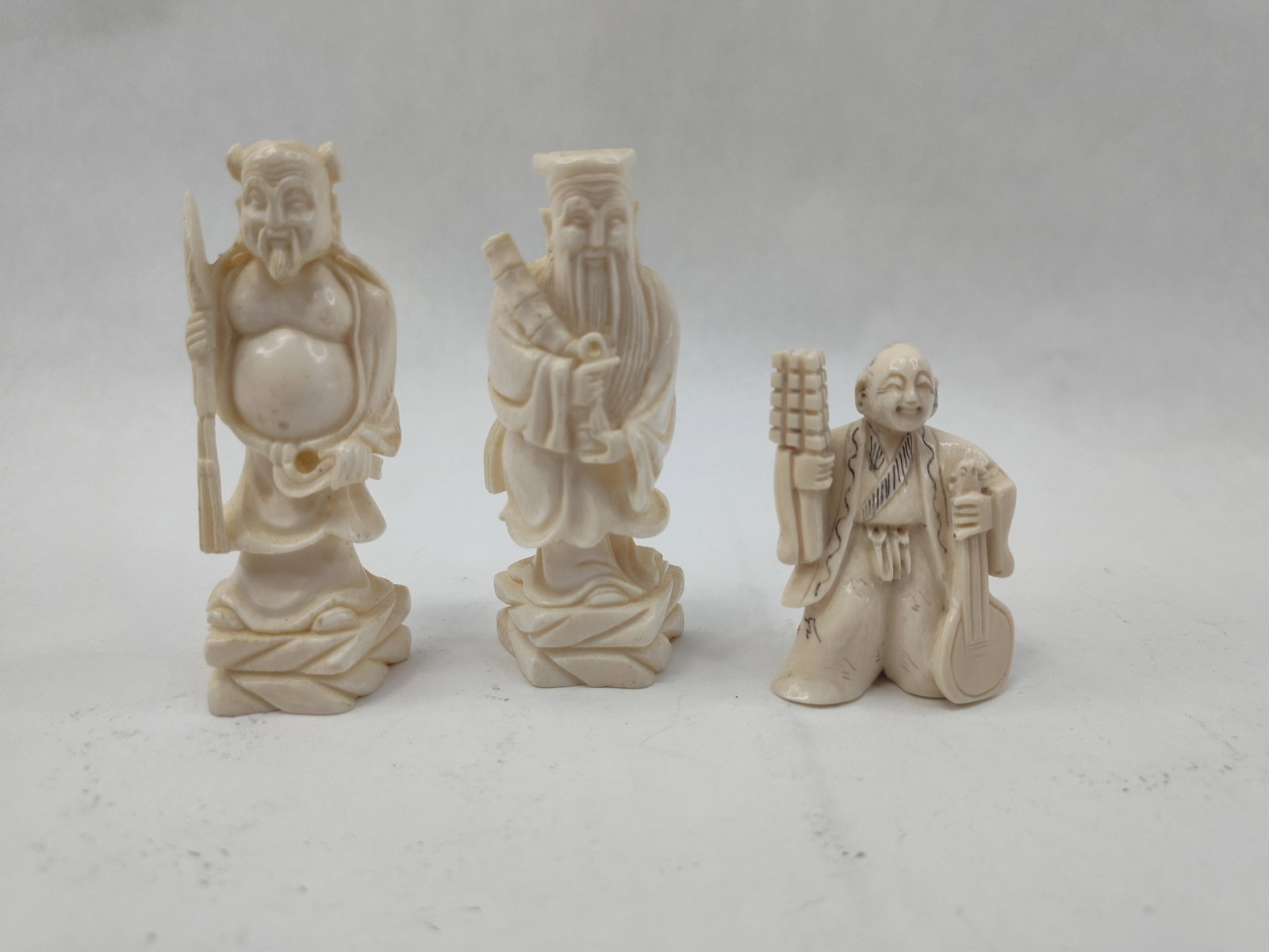 Set 3 Carved Bone Figures w/ Netsuke (1 of 4)