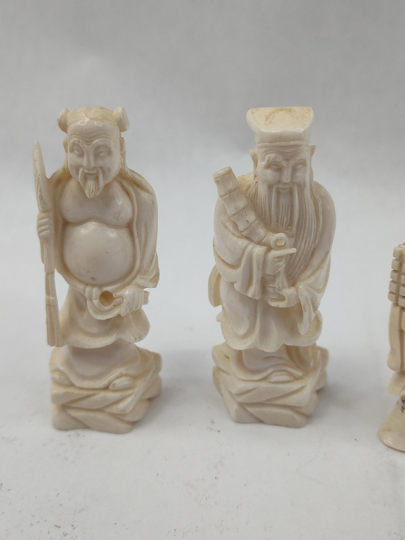 Set 3 Carved Bone Figures w/ Netsuke - 2