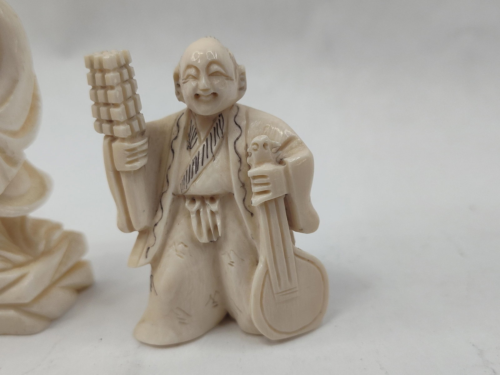 Set 3 Carved Bone Figures w/ Netsuke - 3