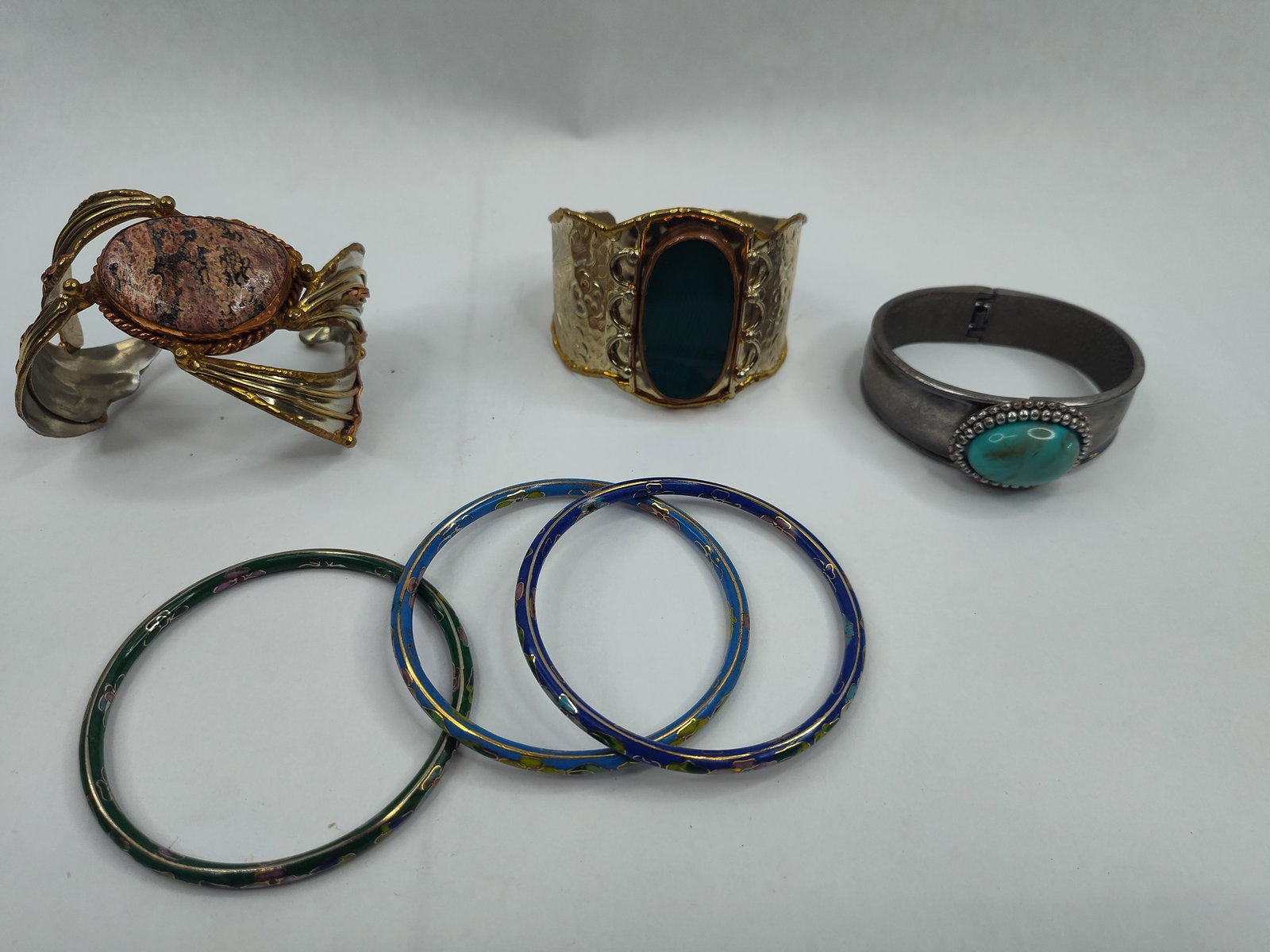 Artisan Mixed Metal & Cloisonne Cuffs (1 of 9)