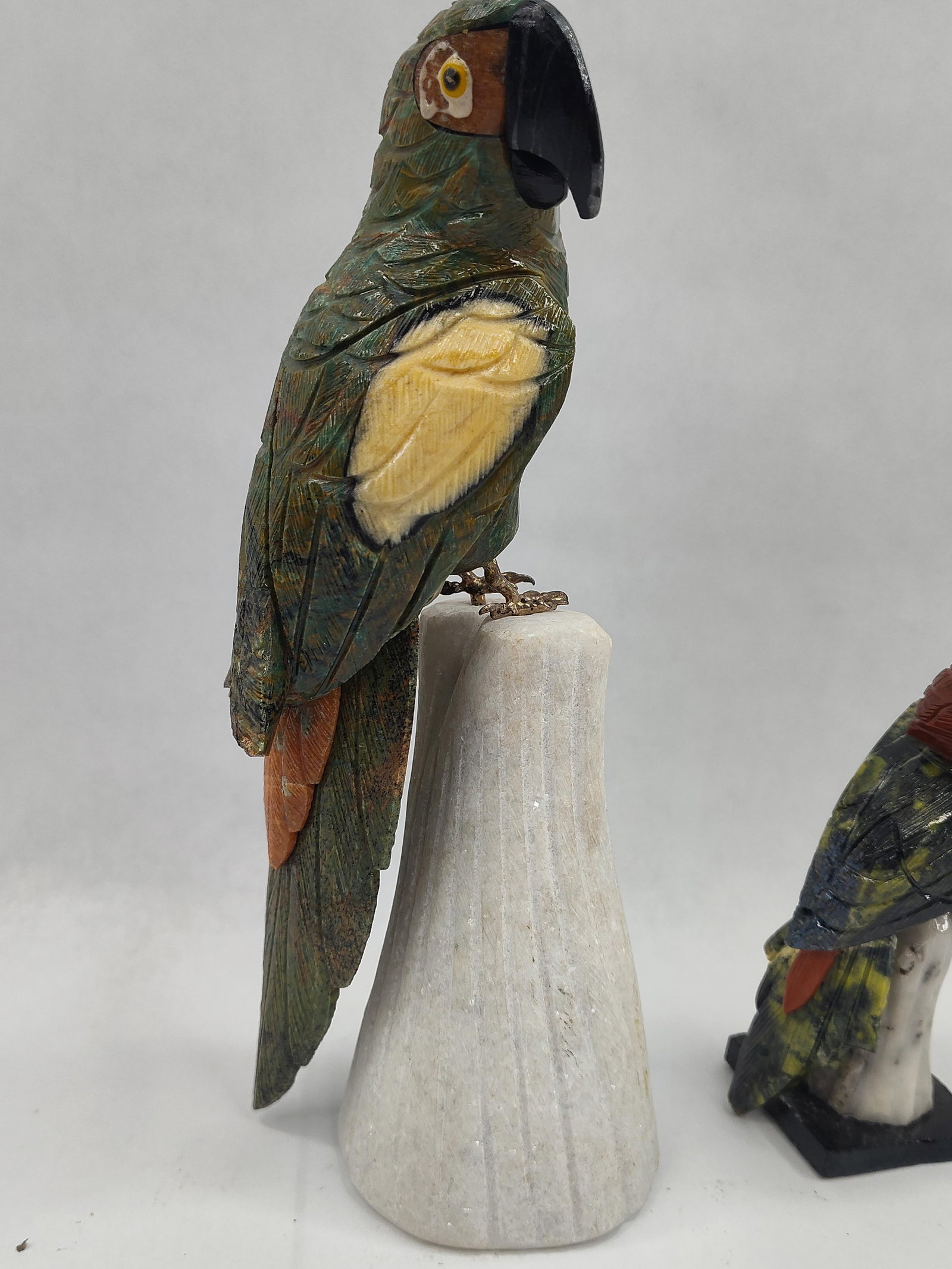 Pair Gemstone Parrot & Macaw Figures - 2