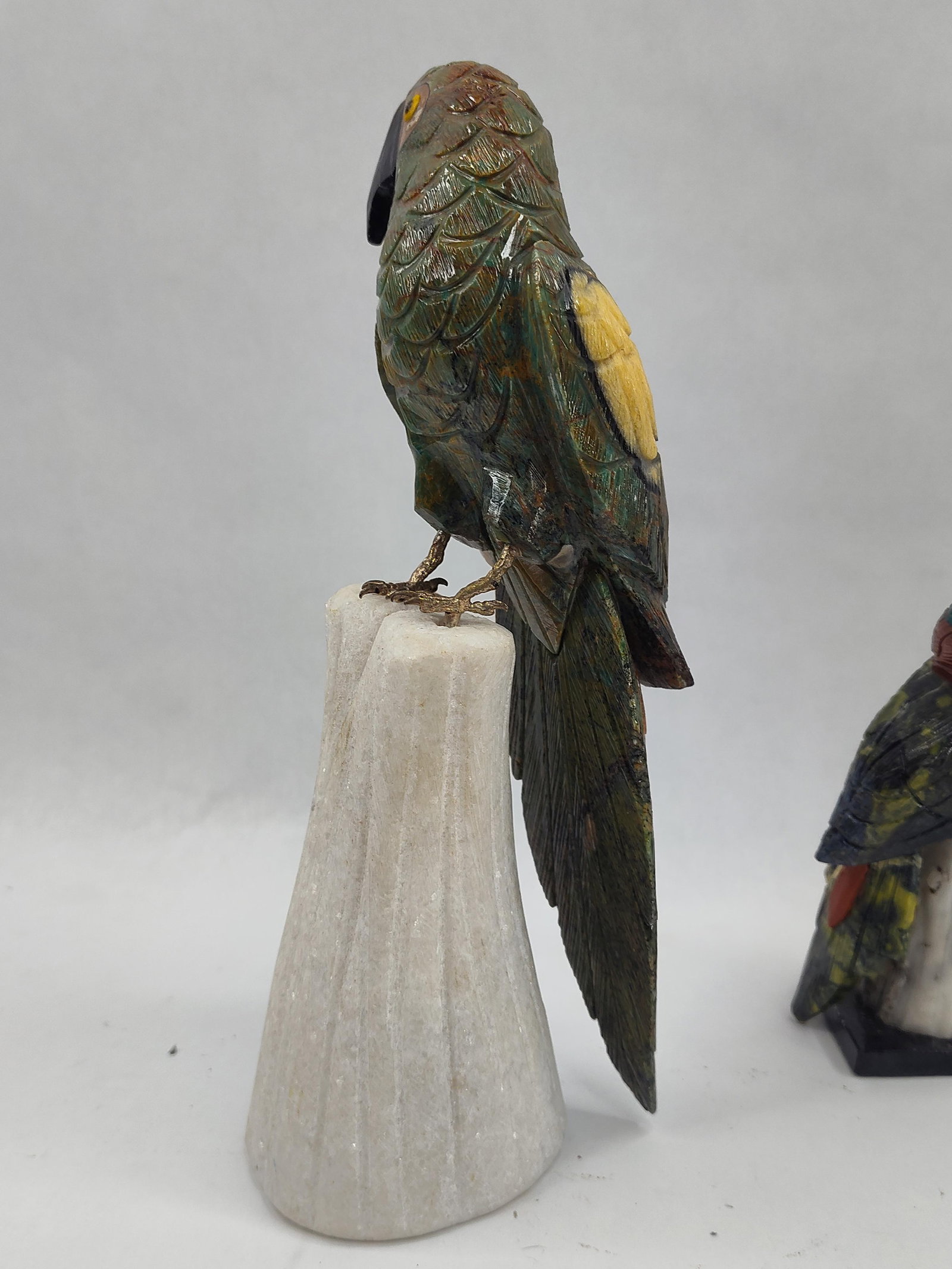 Pair Gemstone Parrot & Macaw Figures - 3