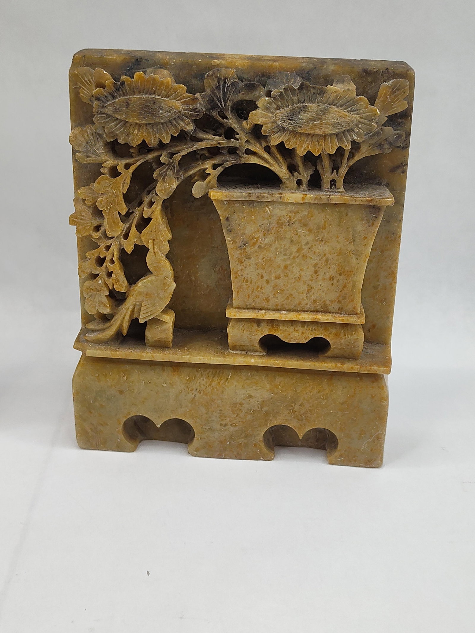 Pair Hand Carved Soapstone Bookends - 2