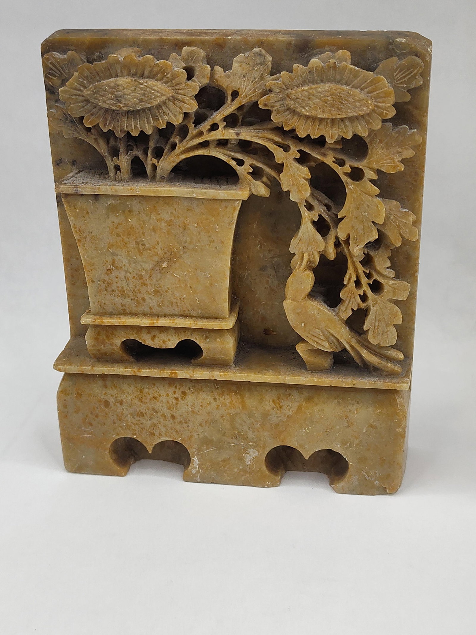 Pair Hand Carved Soapstone Bookends - 3