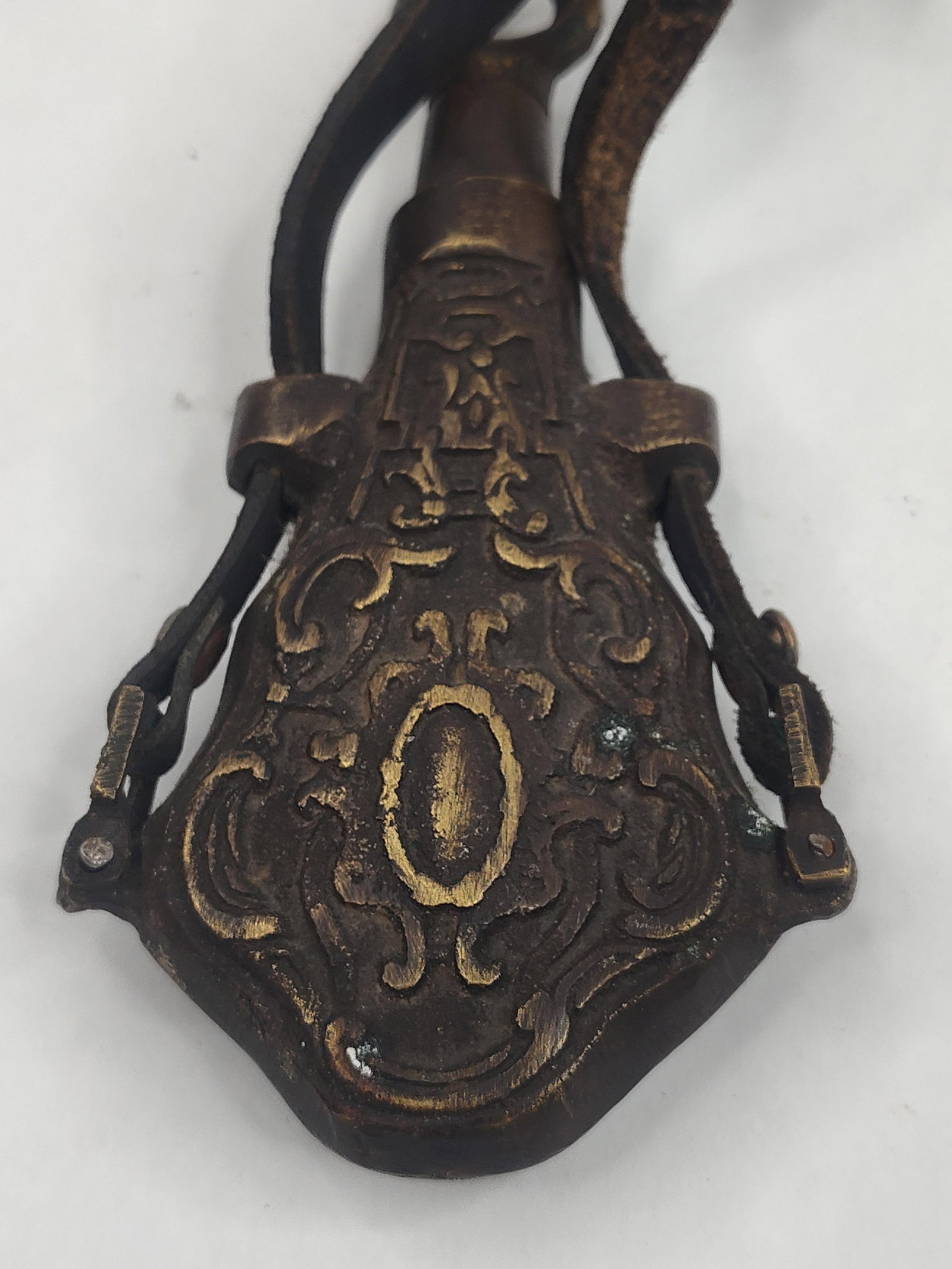 Bronze Powder Flask w/ Leather Strap - 3