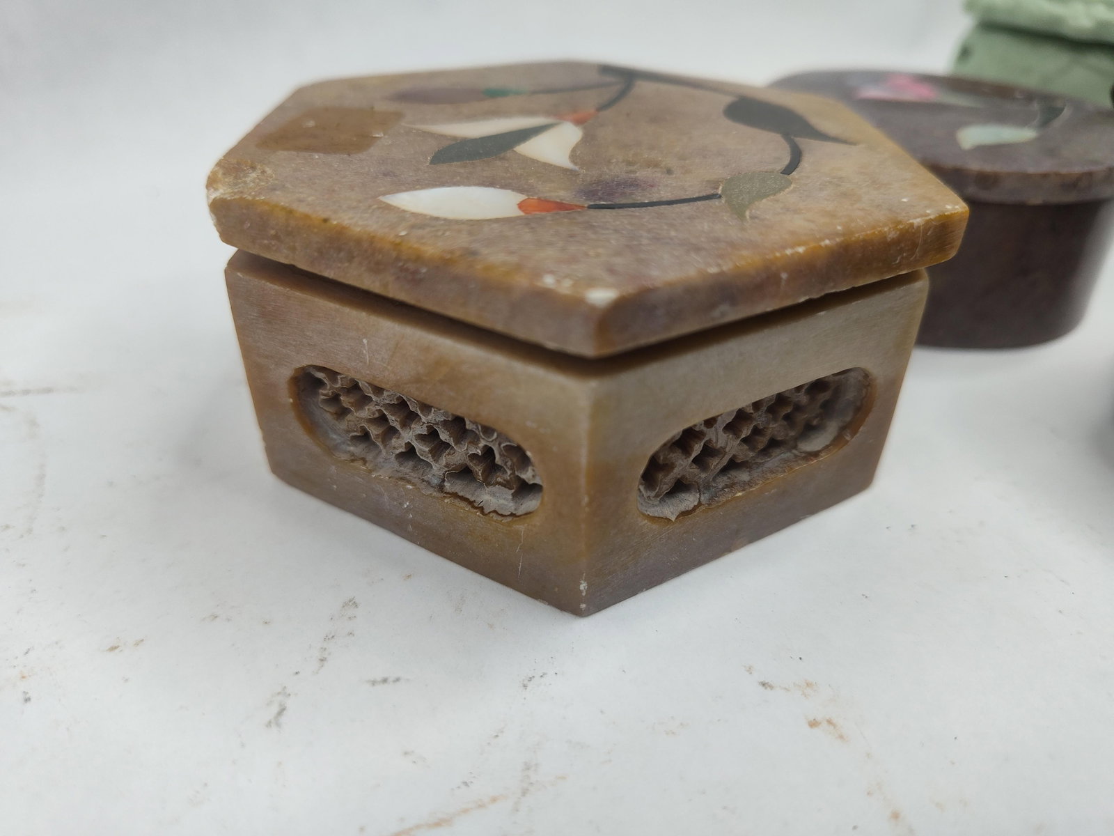 Set 4 Stone, Ceramic & Metal Boxes - 4