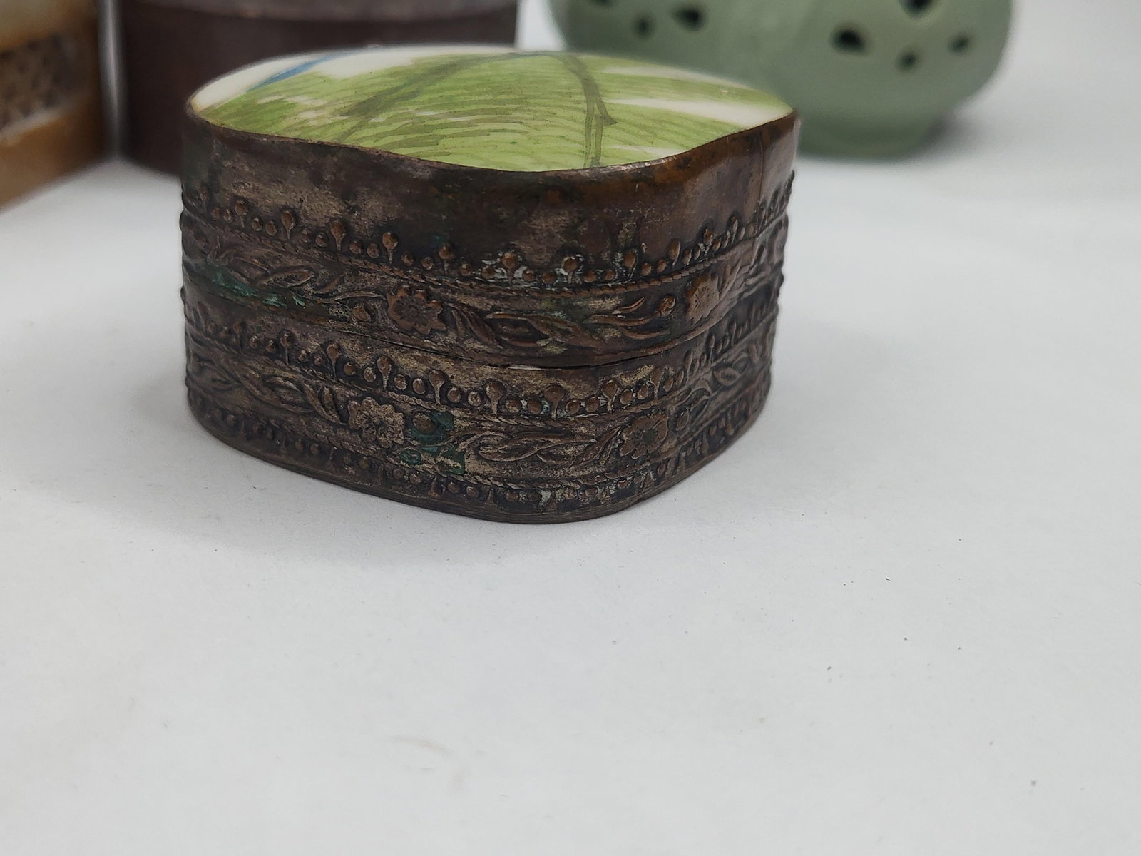 Set 4 Stone, Ceramic & Metal Boxes - 6